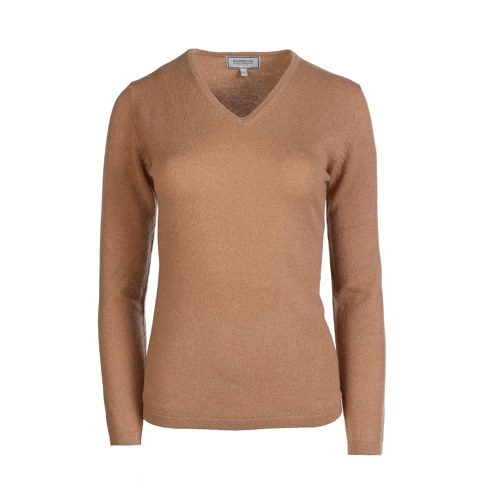 100% Cashmere Ladies Fashion V Neck Camel