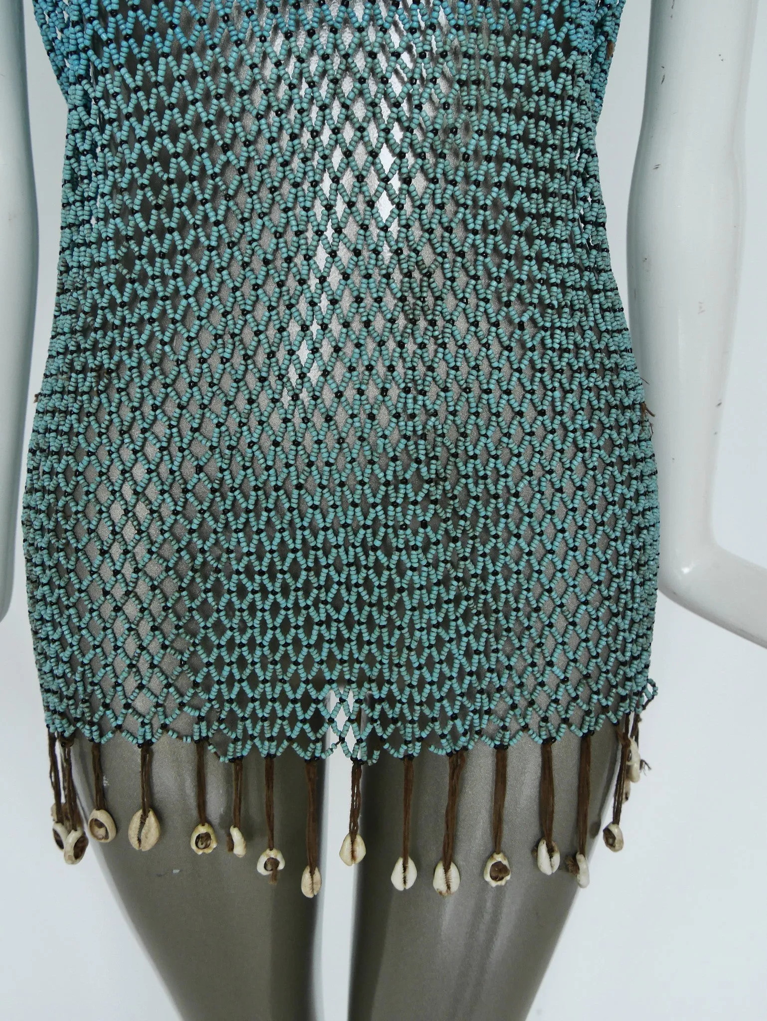 1970s ceramic beaded ethnic top, 1970s West Africa tribal style