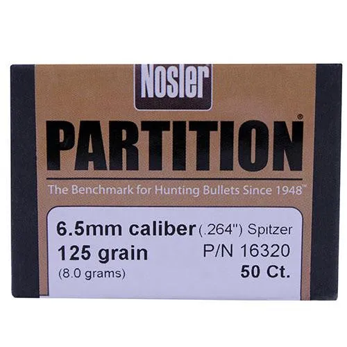 6.5mm Bullets - Partition, 125 Grains, Spitzer, Per 50