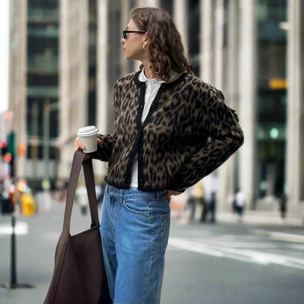 A&A Retro Leopard Knitted Cardigan