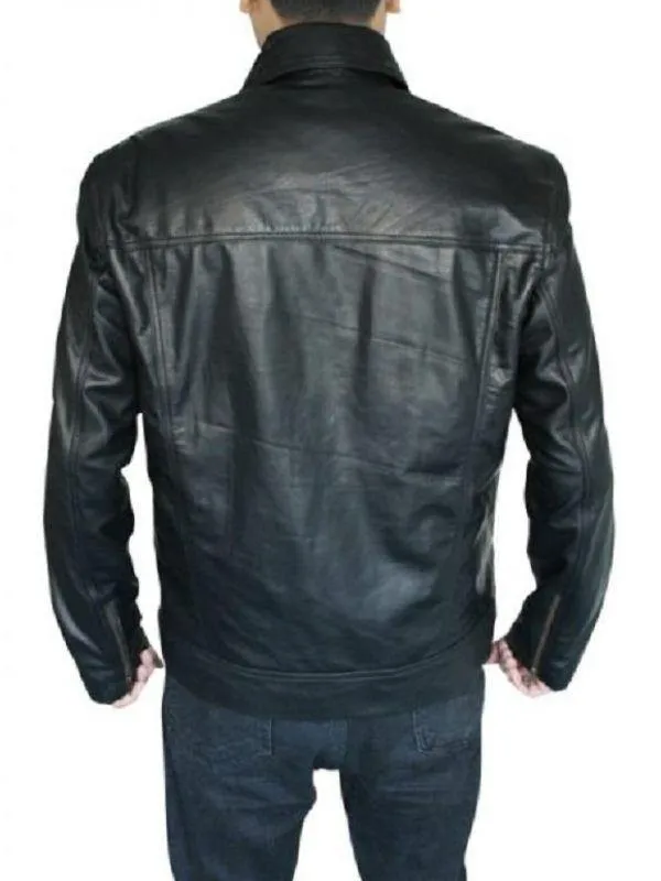 Aaron Paul 'Need For Speed' Inspired Black Leather Racing Jacket - Movie Replica Gear