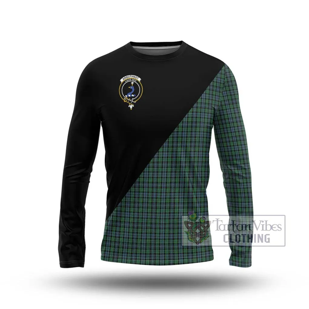 Arbuthnot Tartan Long Sleeve T-Shirt with Family Crest and Military Logo Style