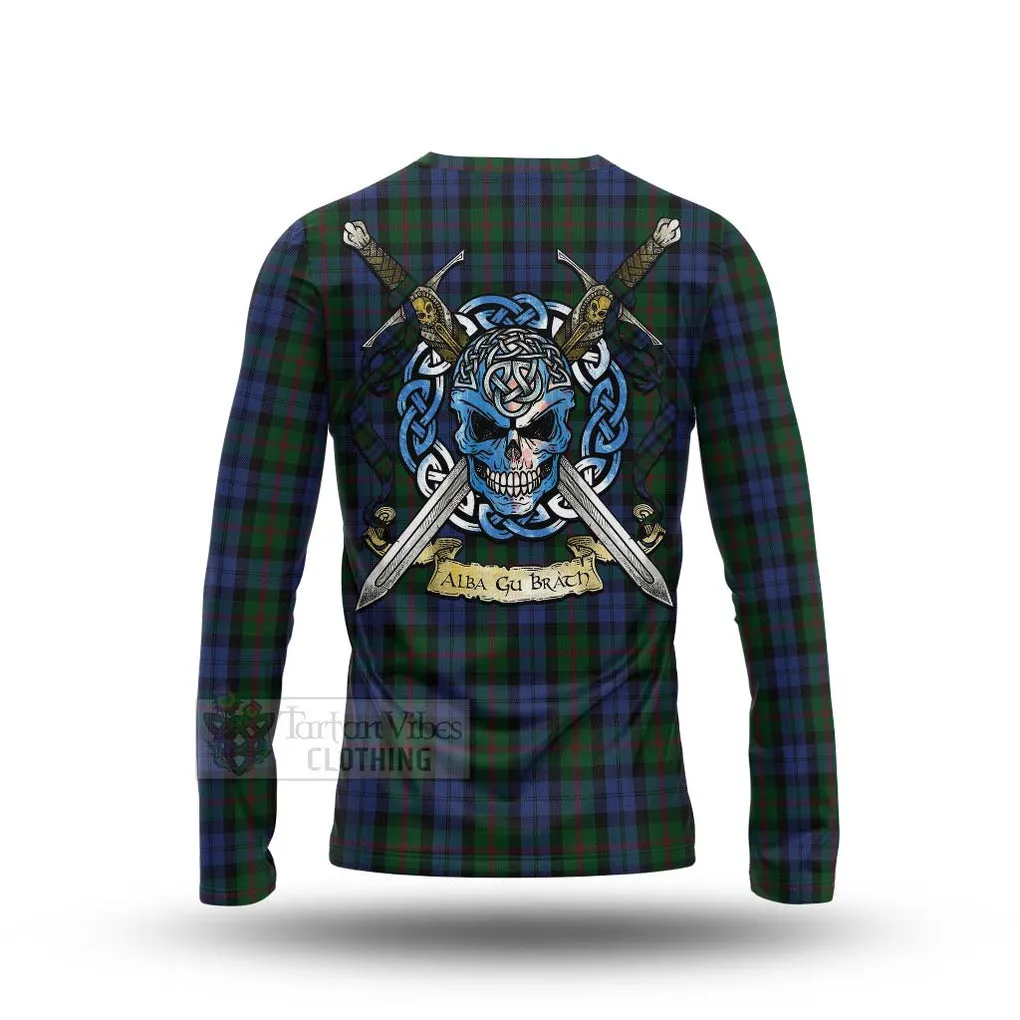 Baird Tartan Long Sleeve T-Shirt with Family Crest Celtic Skull Style