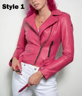 Barbie Doll 2023 Pink Motorcycle Leather Jacket