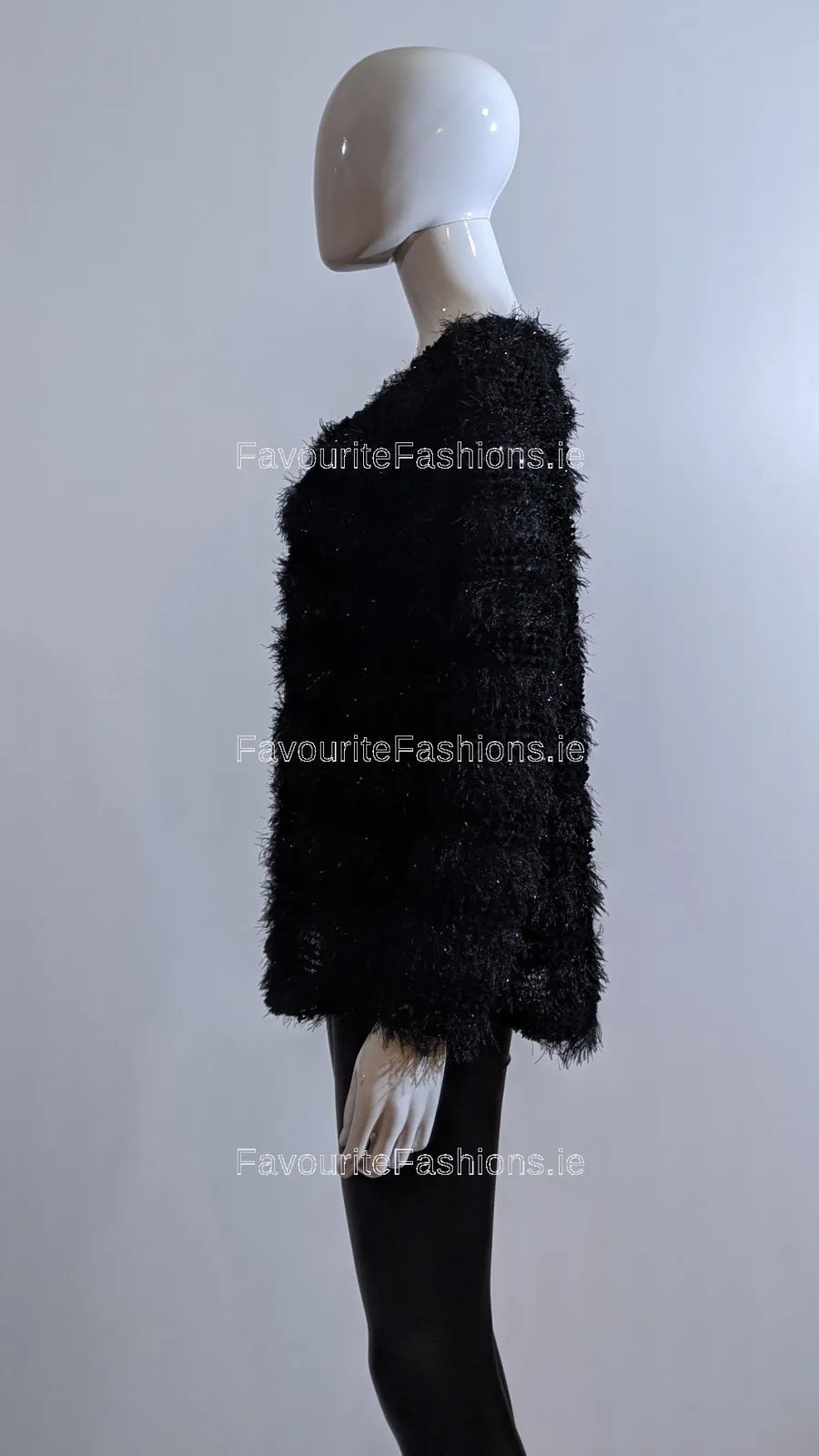 Black Fluffy Glitter Detail Jumper