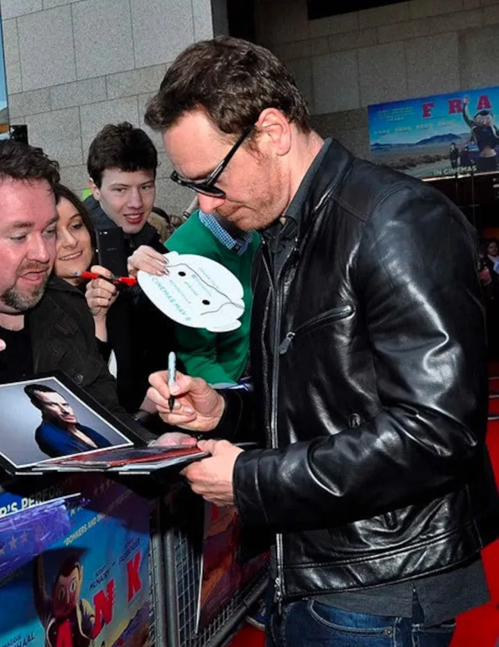 Black Michael Fassbender Leather Jacket For Men | Men Celebrity Jacket