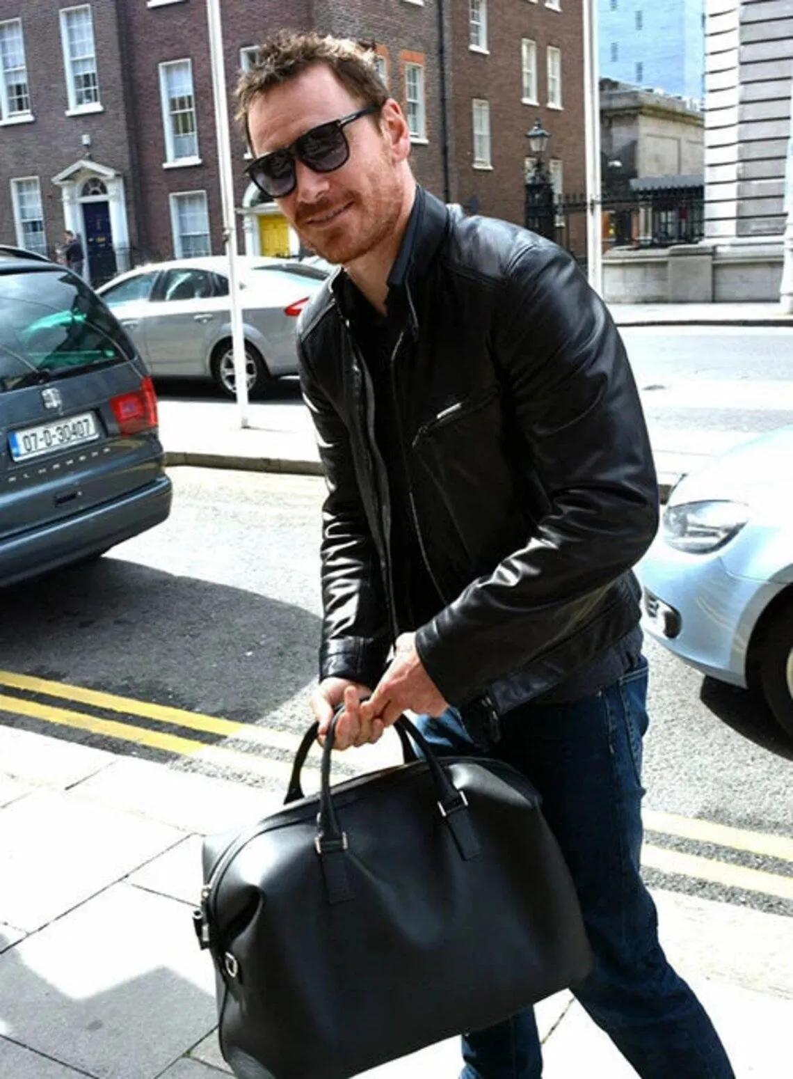 Black Michael Fassbender Leather Jacket For Men | Men Celebrity Jacket