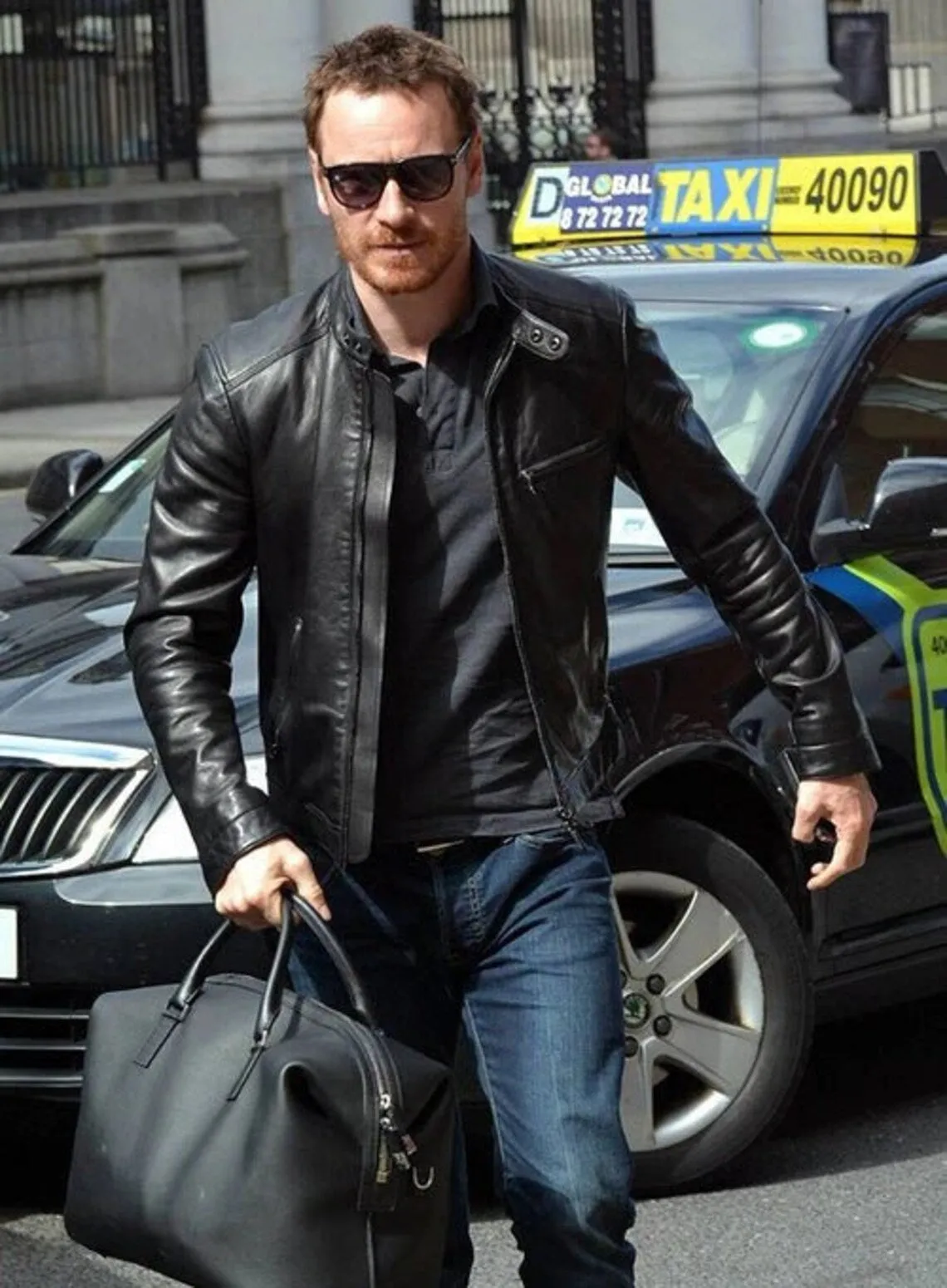 Black Michael Fassbender Leather Jacket For Men | Men Celebrity Jacket