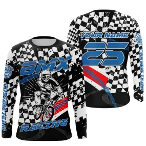 BMX Jersey Checkered Flag BMX 3D Long Sleeve Shirt Mens Boys Bicycle Motocross Gear Cycling Clothes