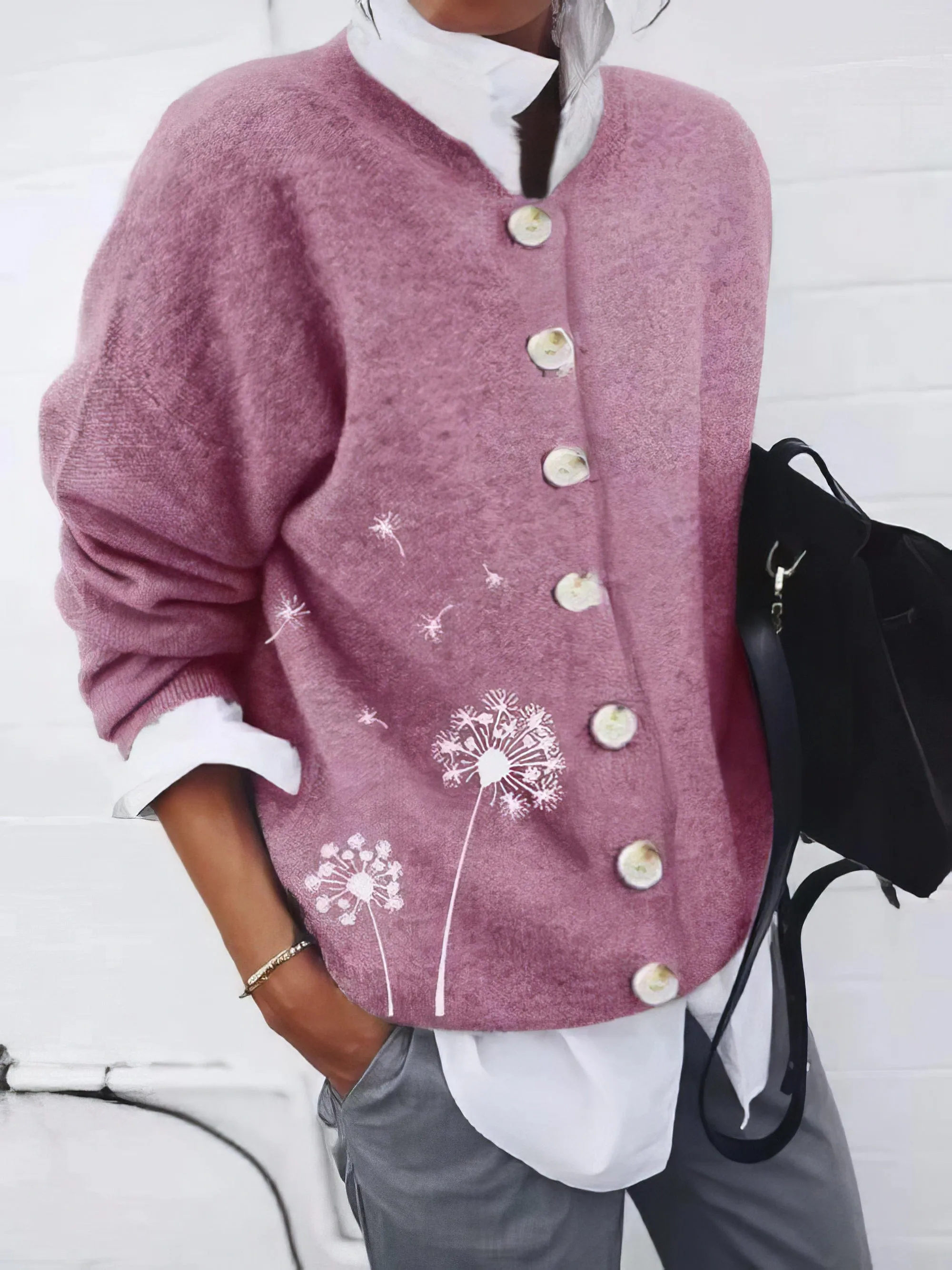 Button-Front Cardigan Sweater