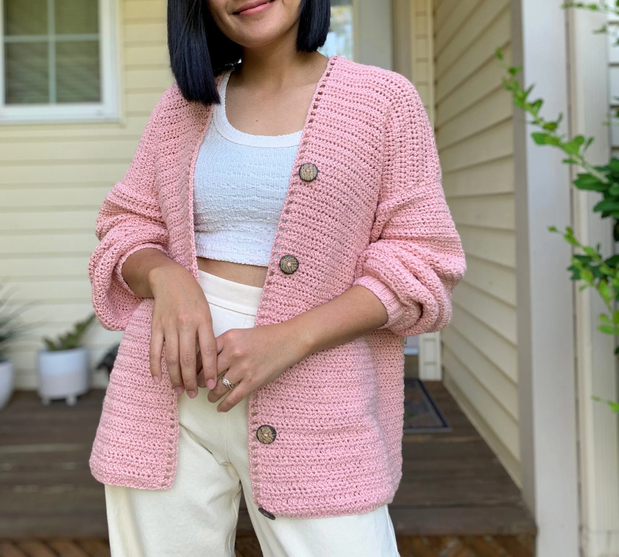 Button up cardigan crochet pattern (all skill levels) Includes women's sizes XS-XXL. PDF digital download