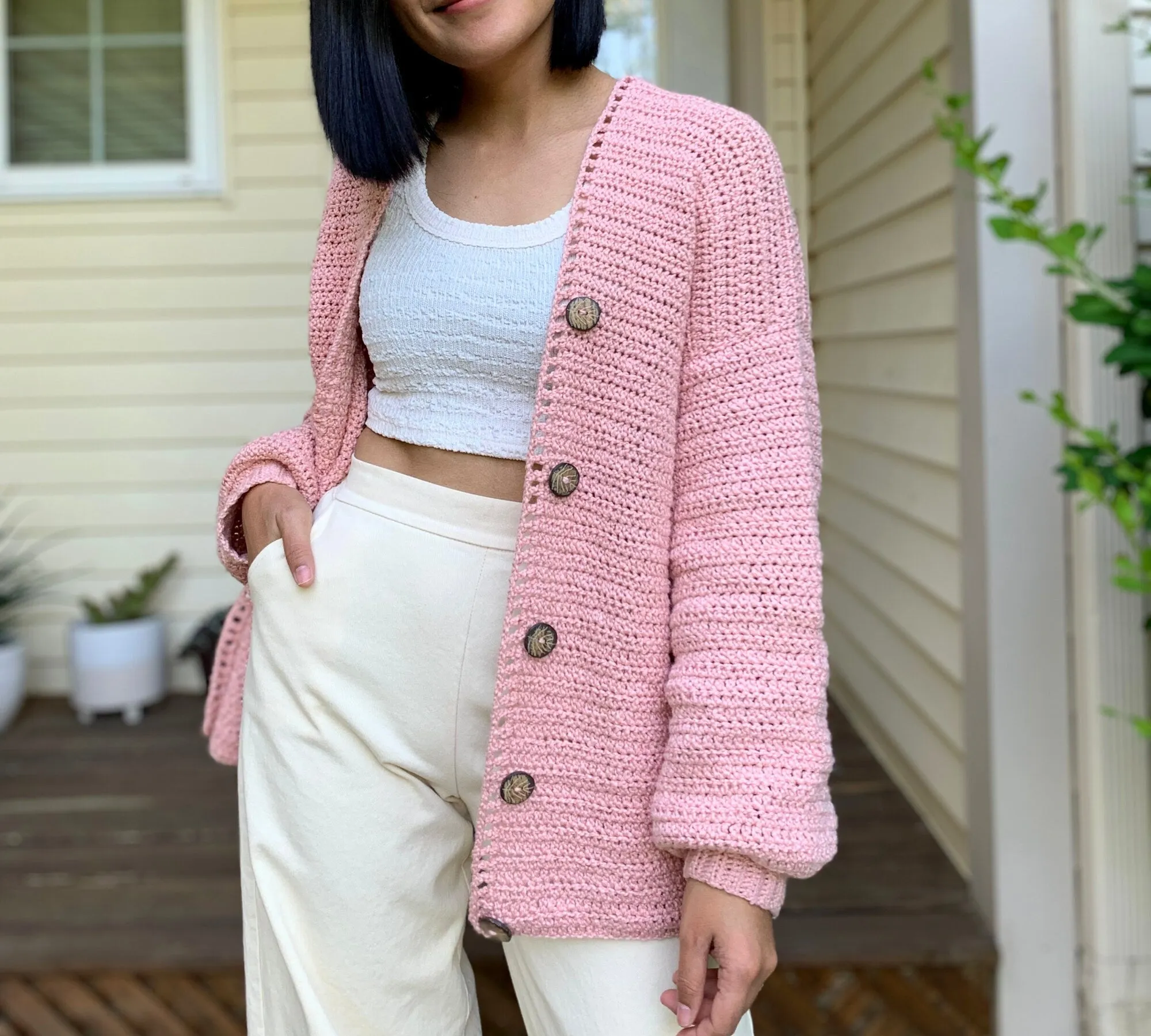 Button up cardigan crochet pattern (all skill levels) Includes women's sizes XS-XXL. PDF digital download