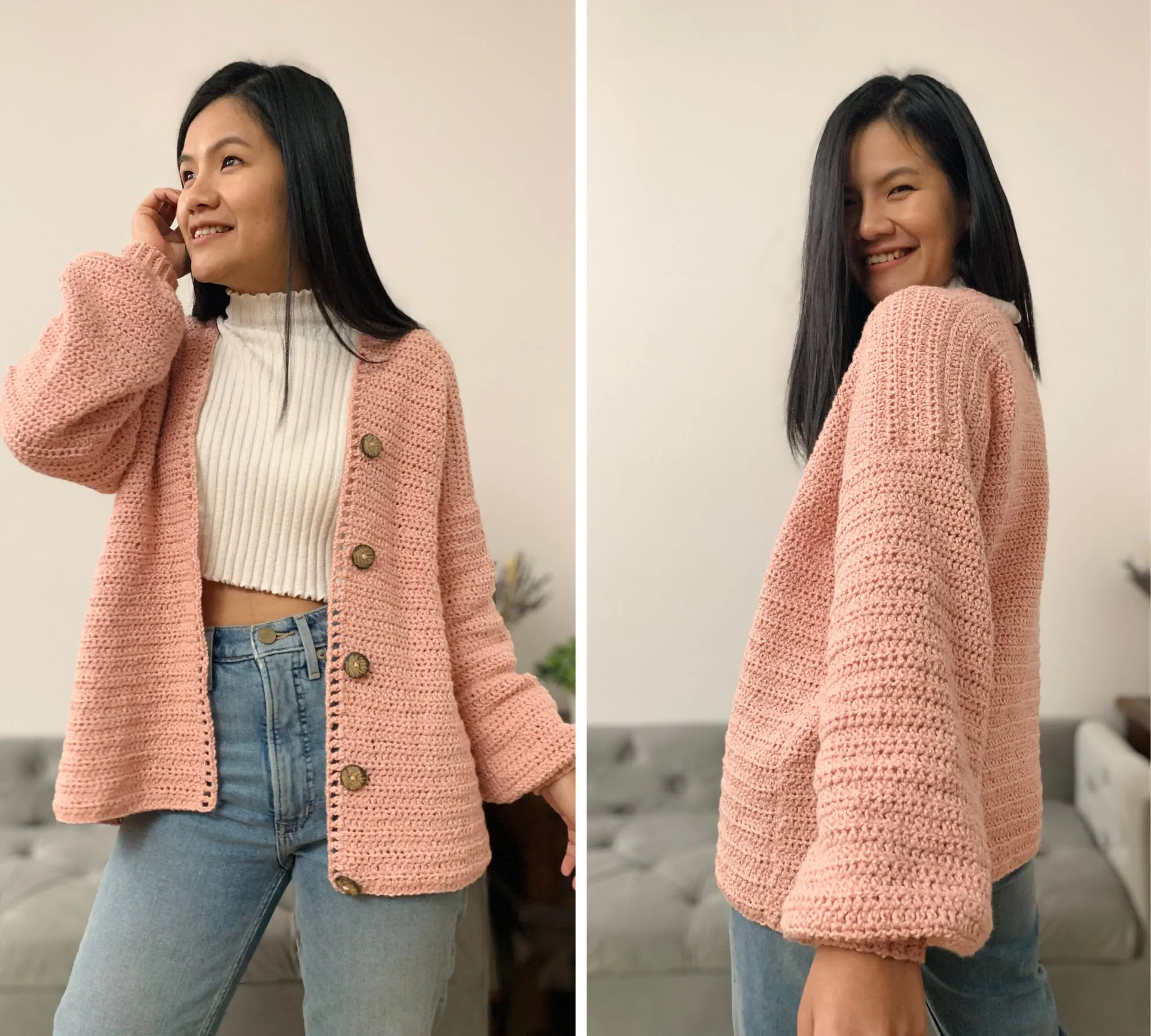 Button up cardigan crochet pattern (all skill levels) Includes women's sizes XS-XXL. PDF digital download