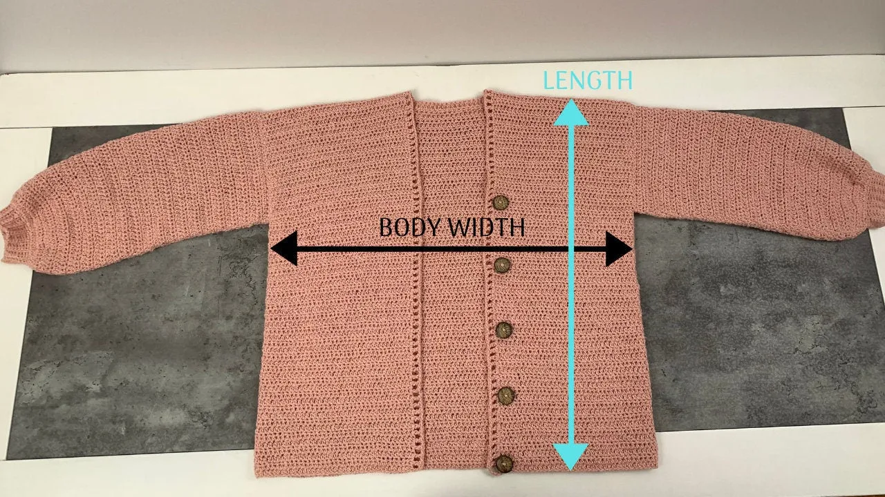 Button up cardigan crochet pattern (all skill levels) Includes women's sizes XS-XXL. PDF digital download