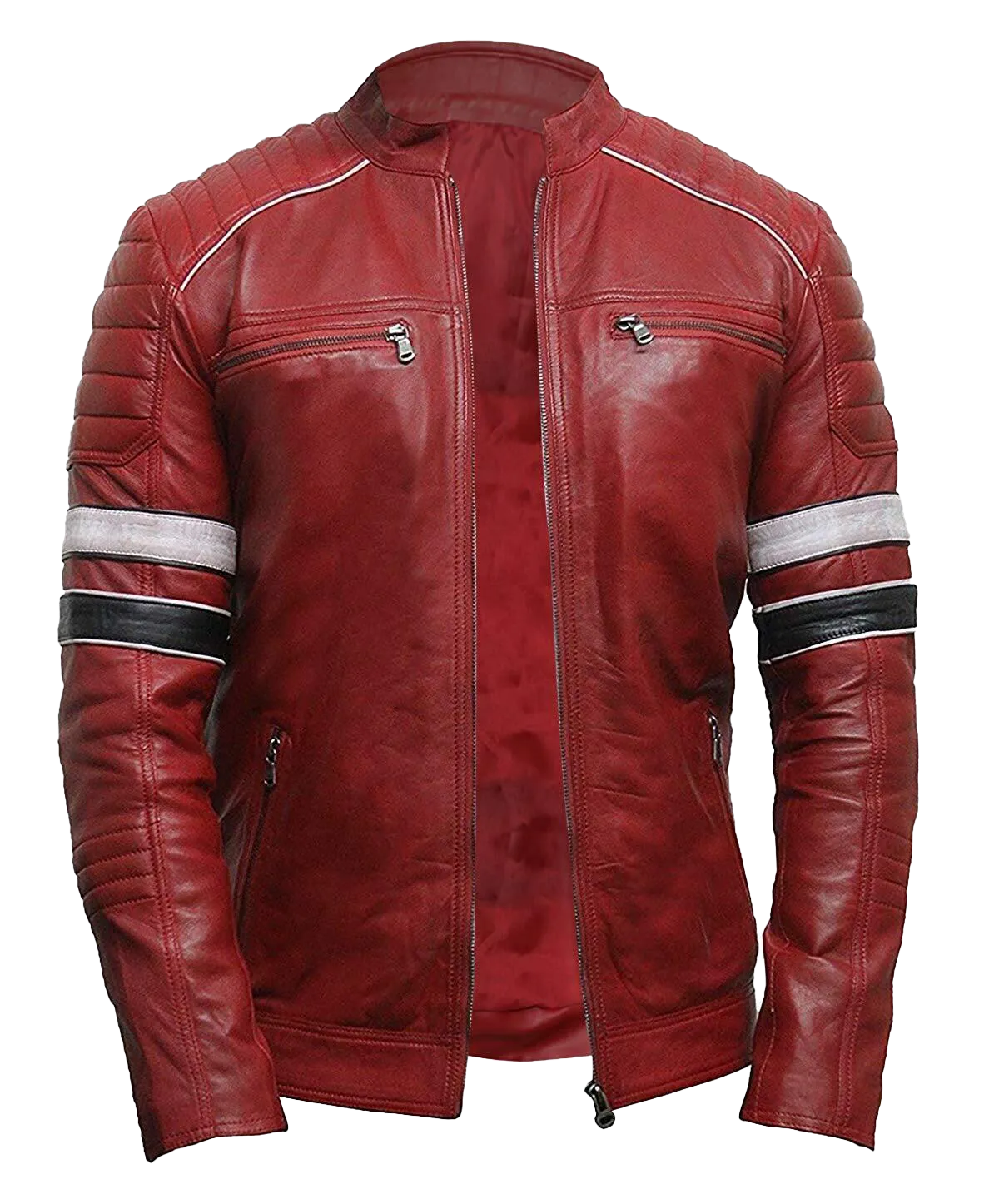 Cafe Racer Retro Distressed Motorcycle Leather Jacket | Cafe Racer Retro Motorcycle Leather Jacket