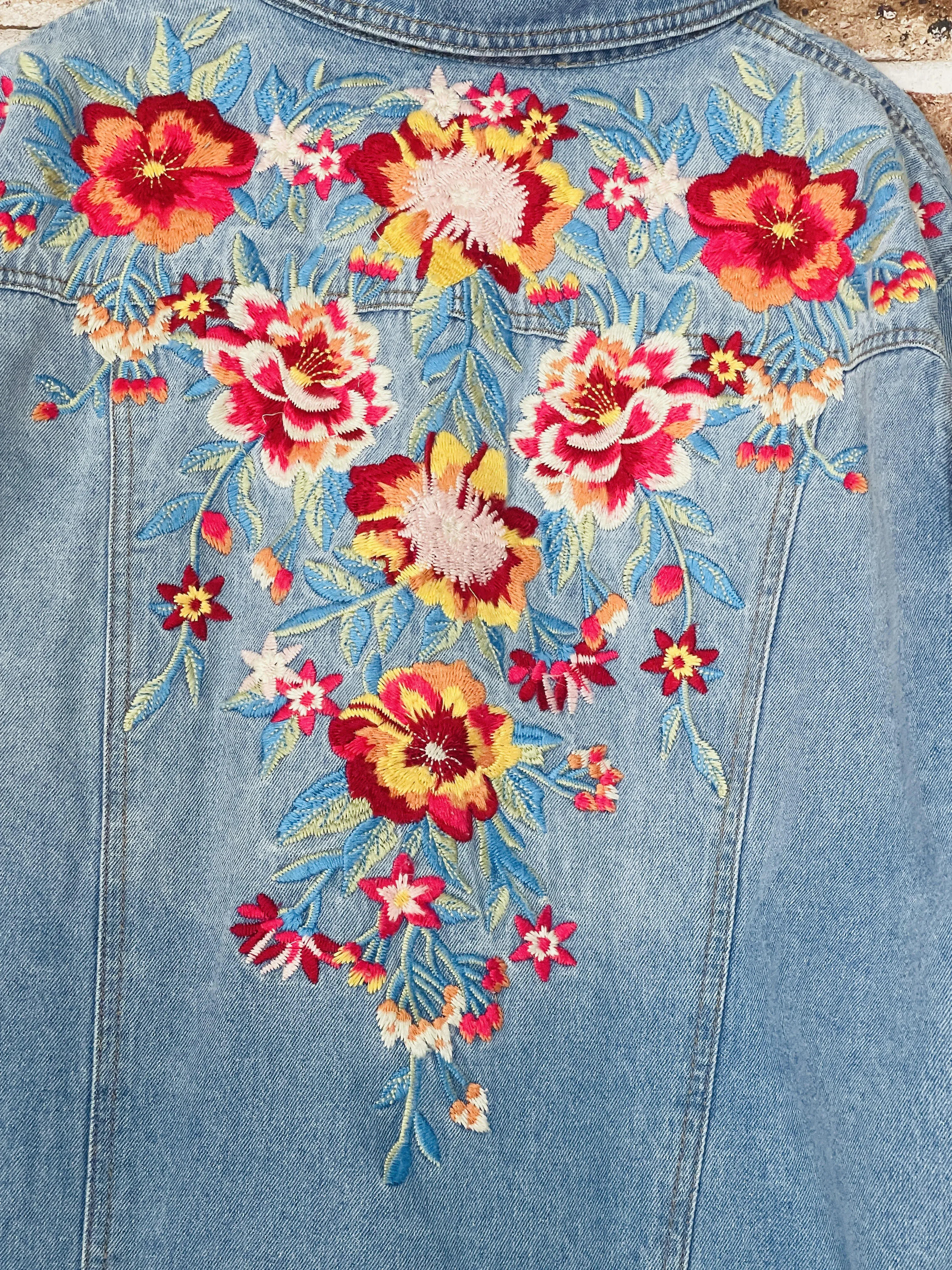 Calm Boho Chic Embroidered Denim Jacket