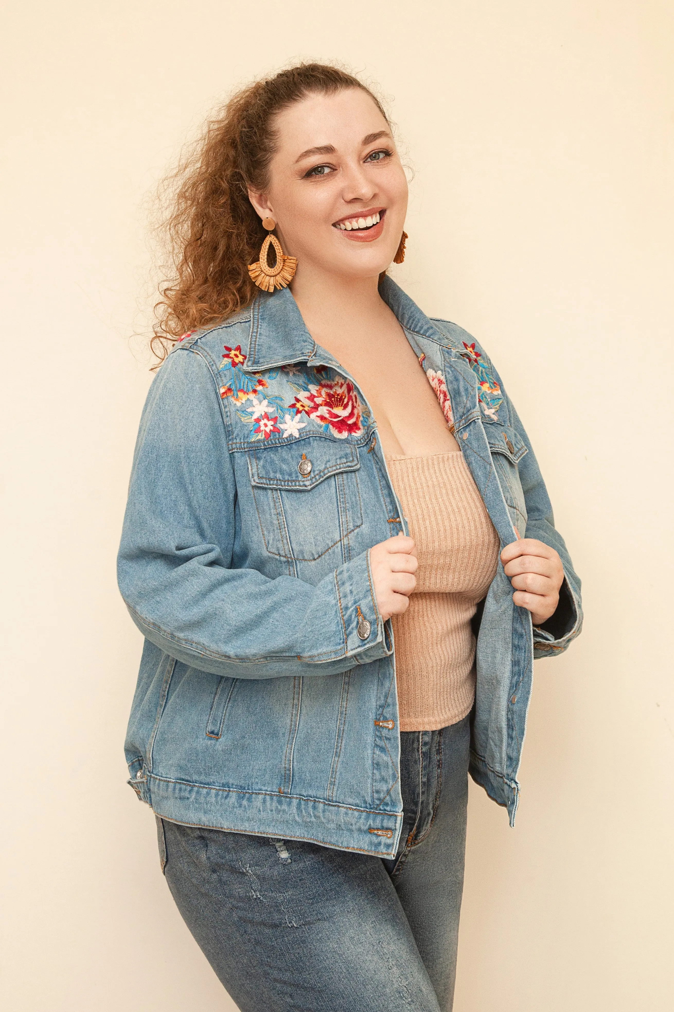 Calm Boho Chic Embroidered Denim Jacket