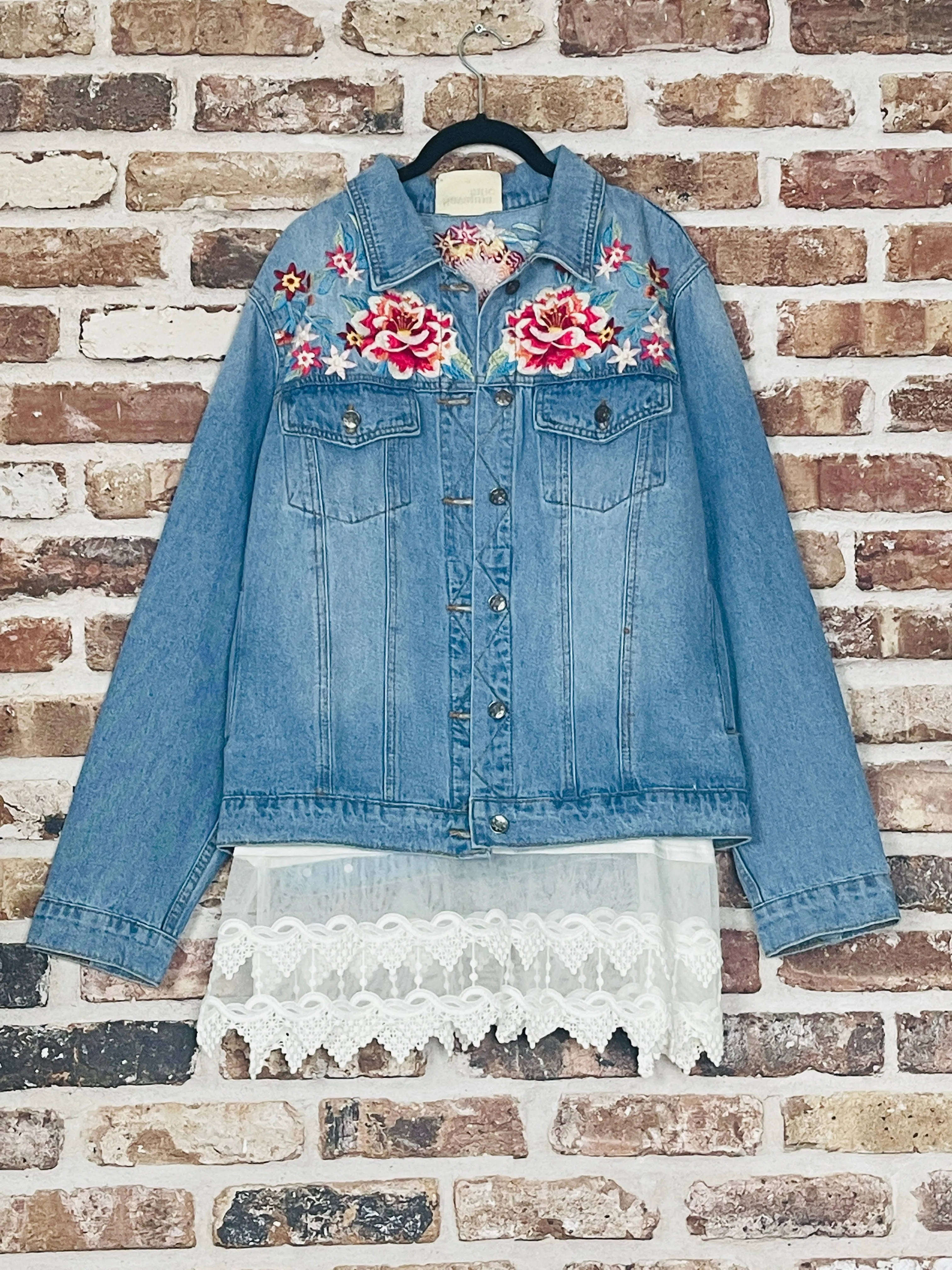 Calm Boho Chic Embroidered Denim Jacket