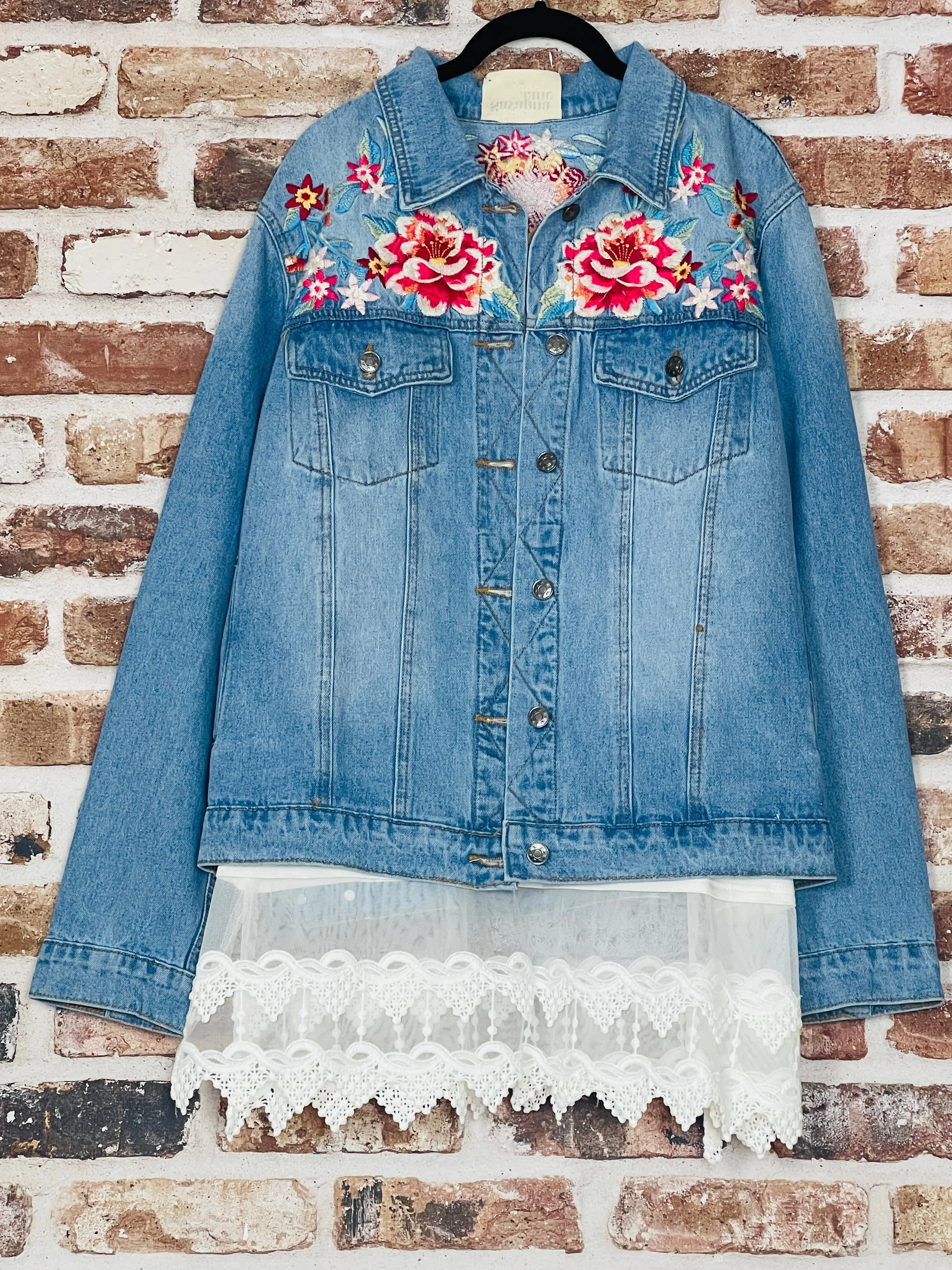 Calm Boho Chic Embroidered Denim Jacket