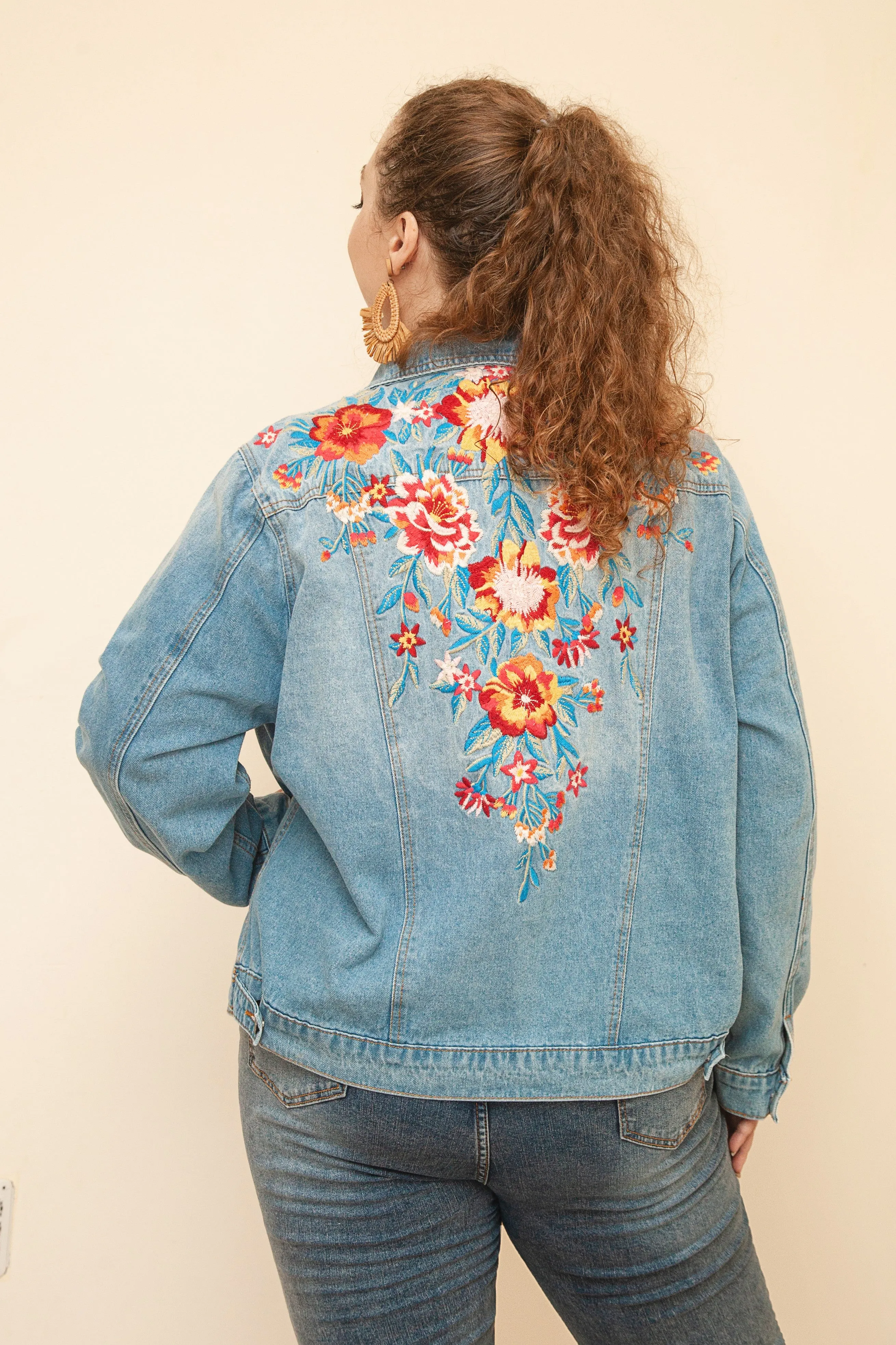 Calm Boho Chic Embroidered Denim Jacket