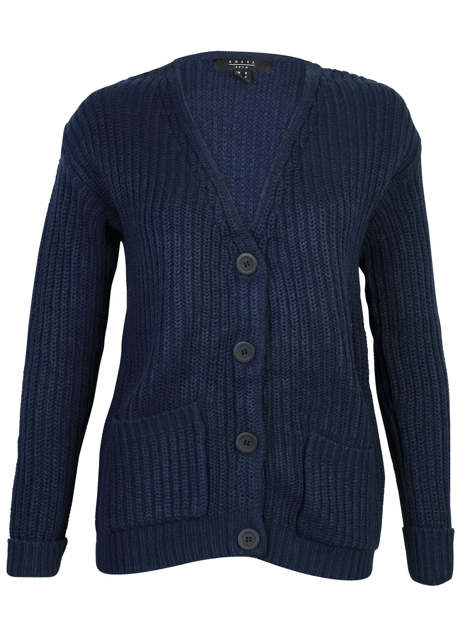 Camellia Deep V Cardigan in Navy - Amara Reya