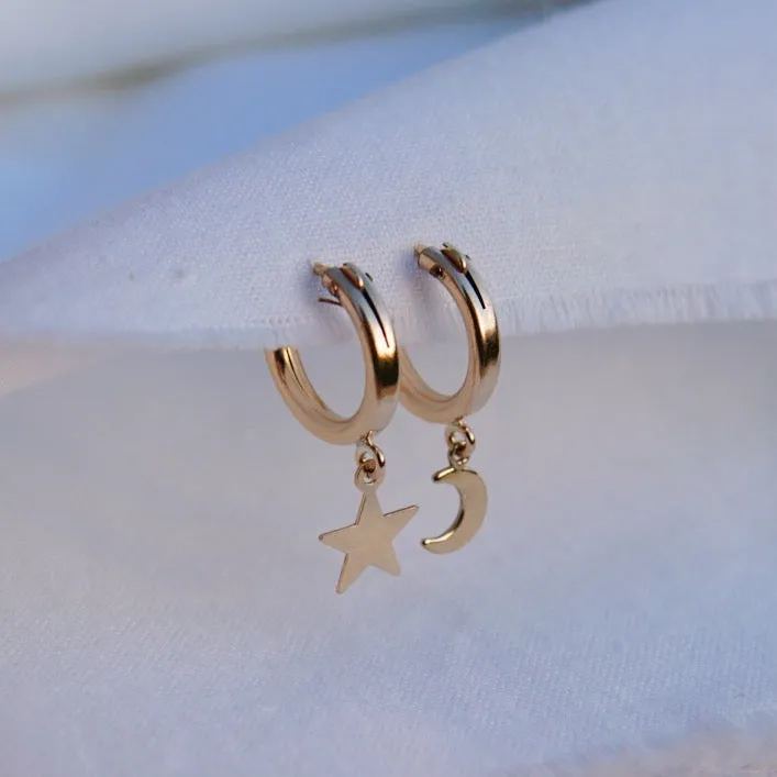 Celestial Huggie Hoop Earrings