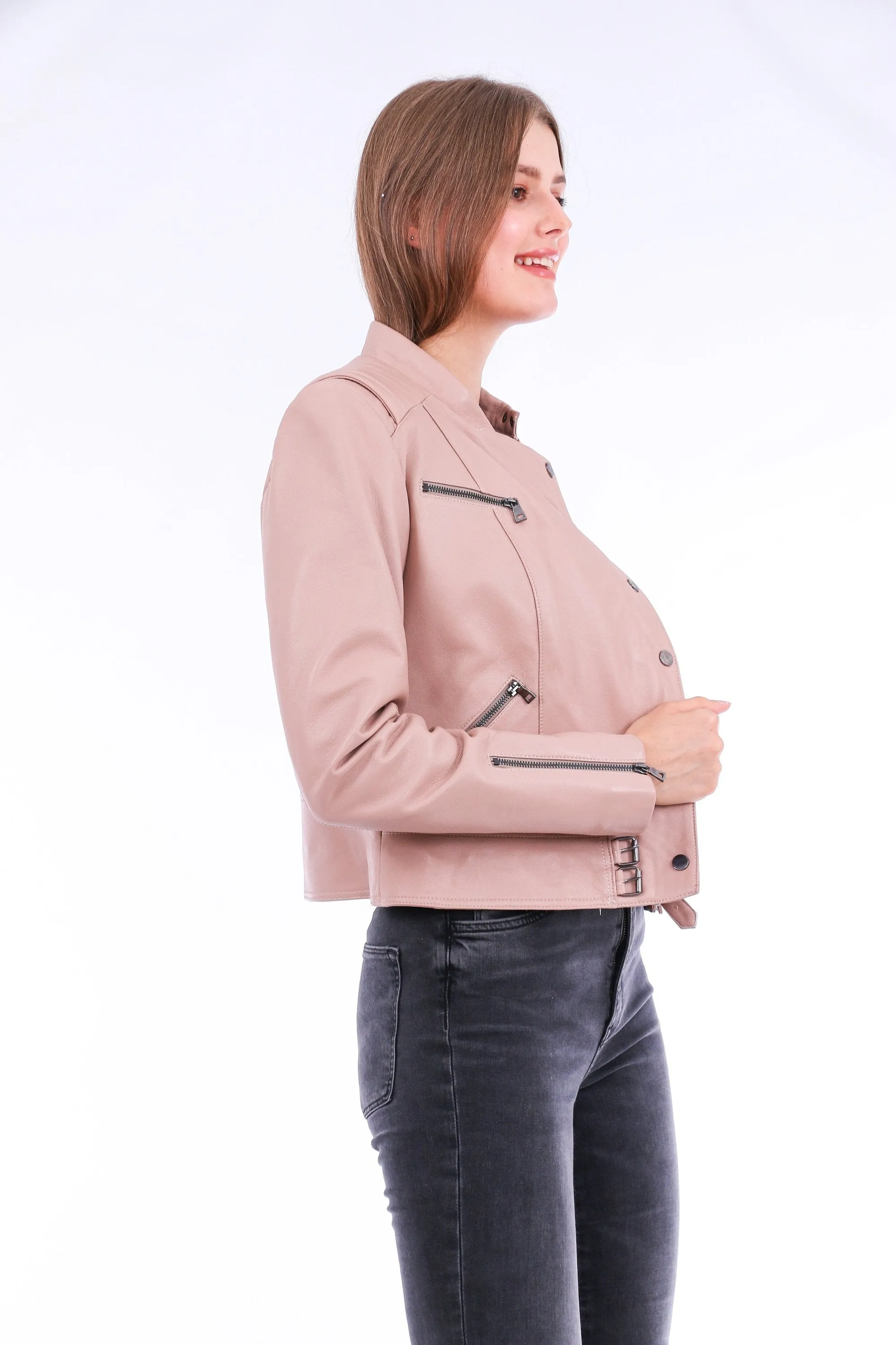 Chaqueta Leather Biker Jacket - Pink