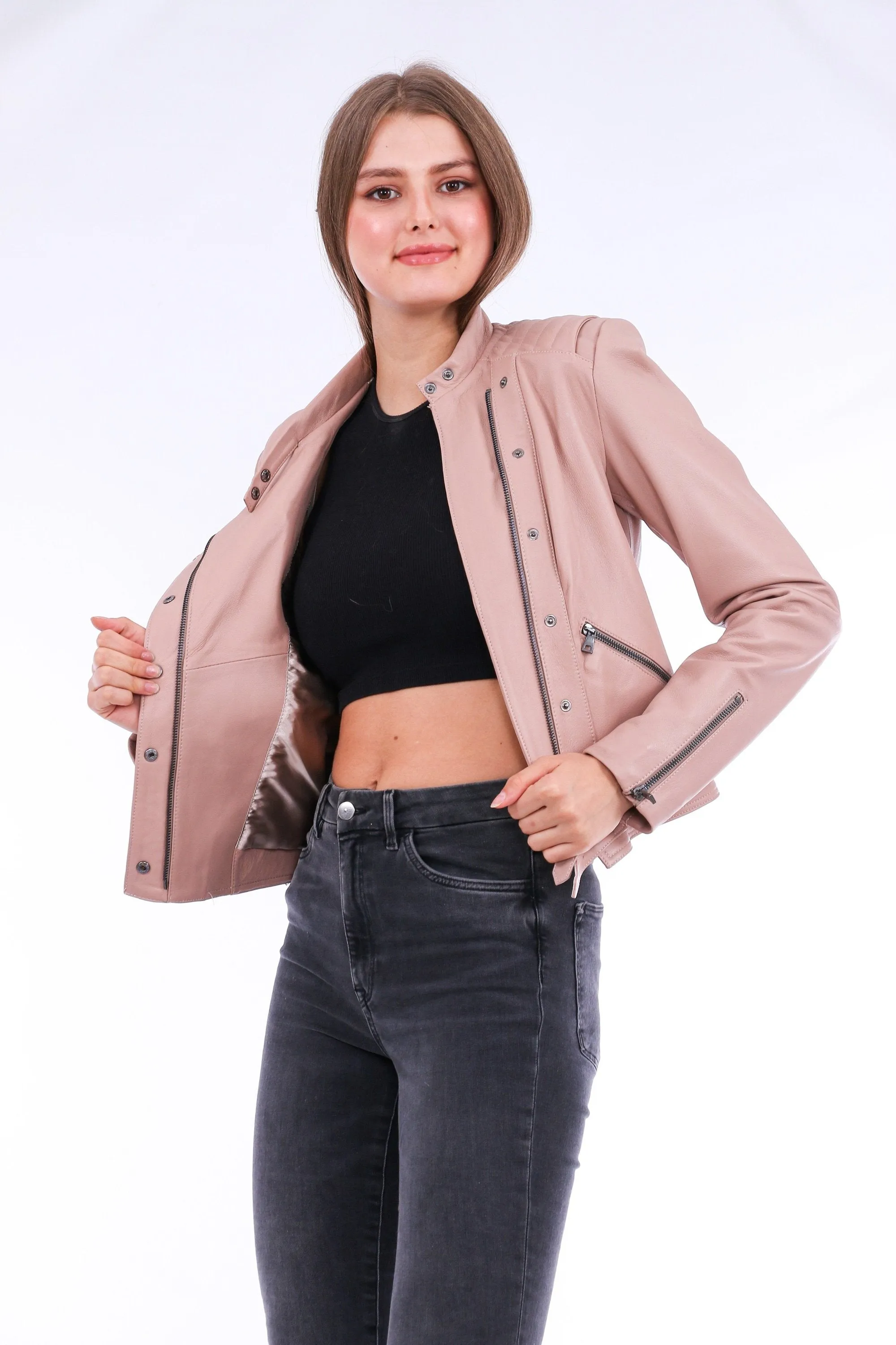 Chaqueta Leather Biker Jacket - Pink