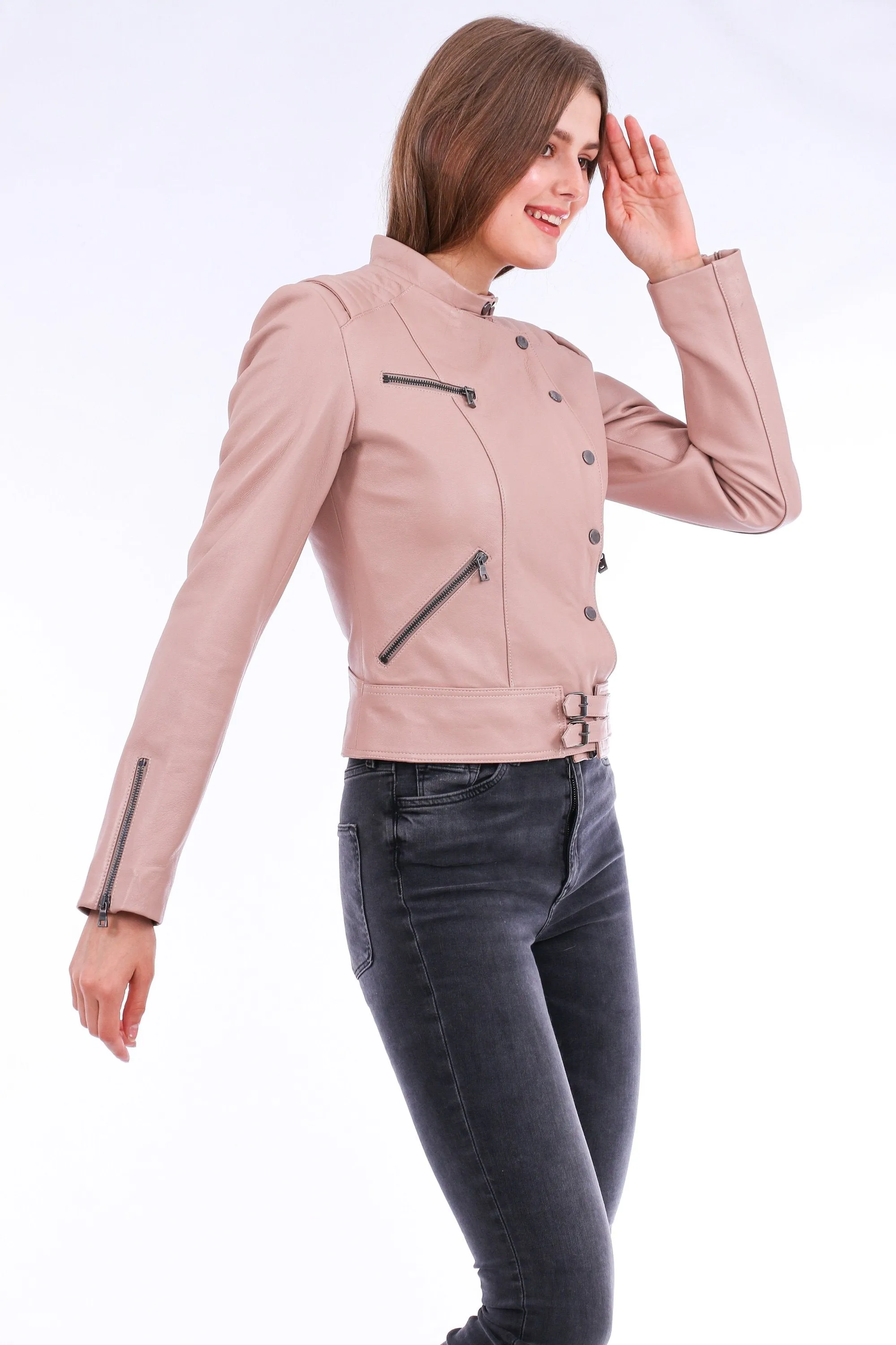 Chaqueta Leather Biker Jacket - Pink