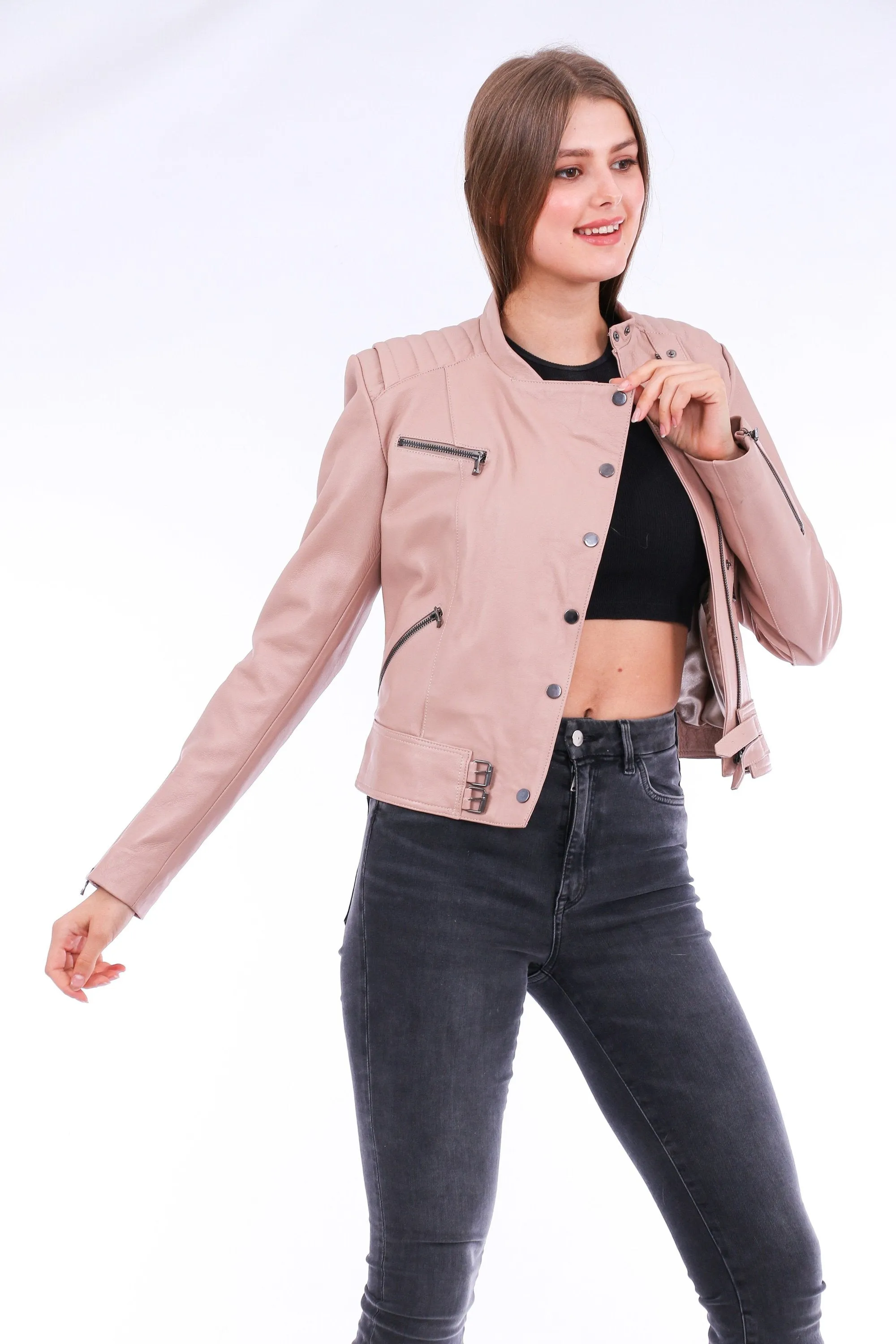 Chaqueta Leather Biker Jacket - Pink