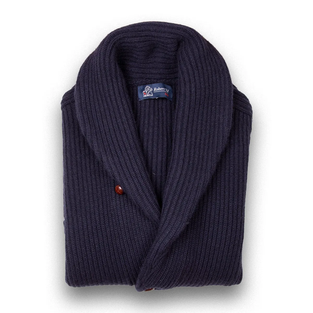 Dark Navy Colonial 8ply Cashmere Shawl Cardigan