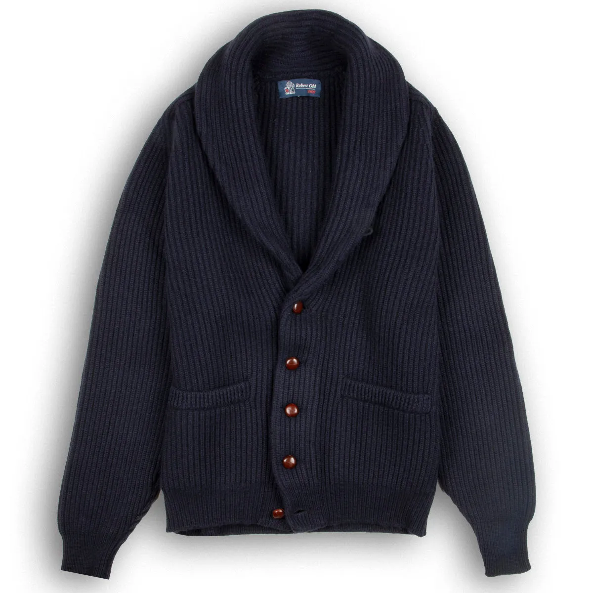 Dark Navy Colonial 8ply Cashmere Shawl Cardigan