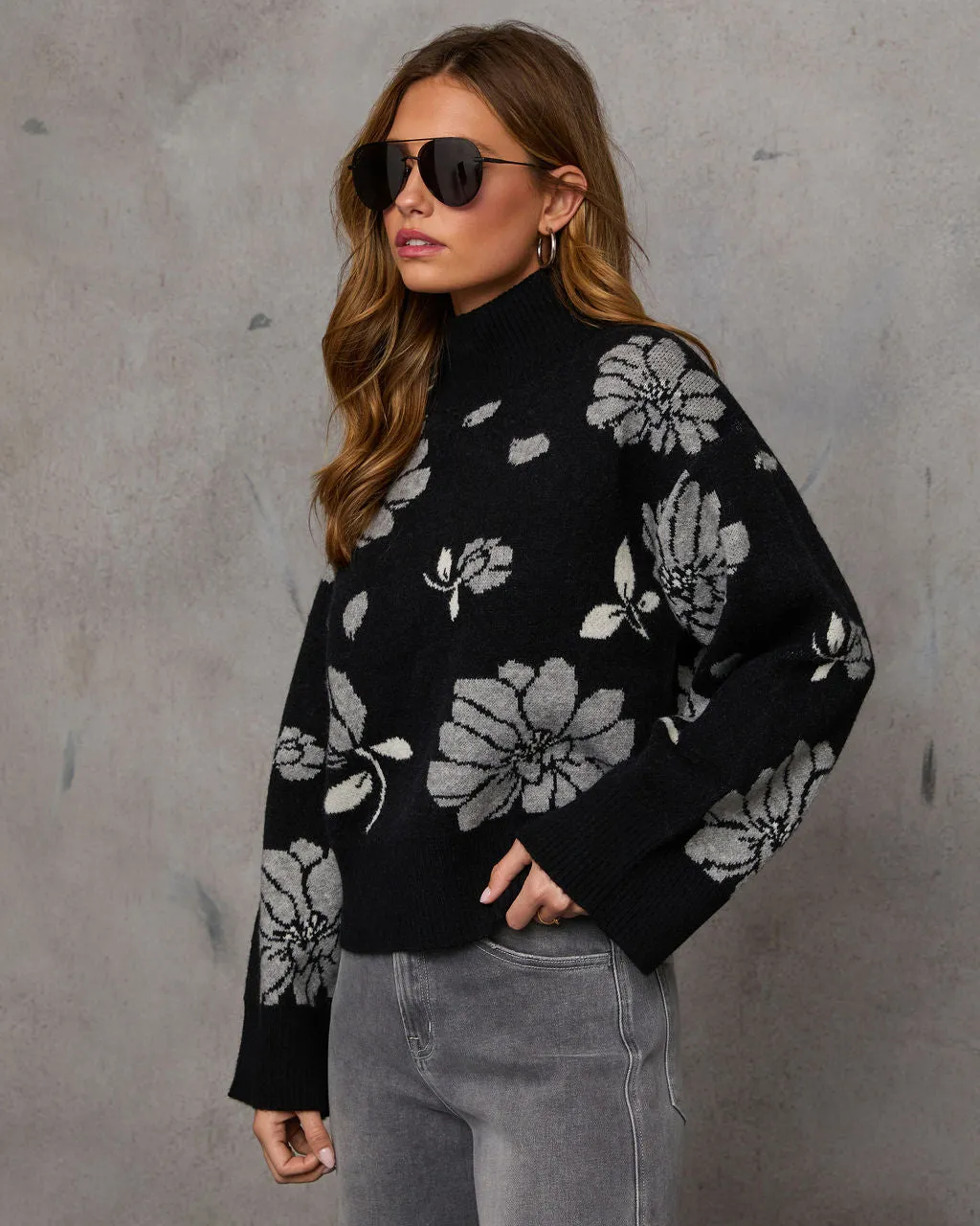 Daylen Floral Turtleneck Sweater