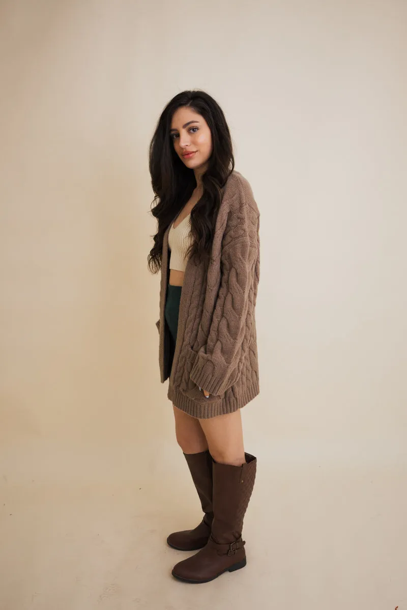 Dreamy Days Cable Knit Open Cardigan