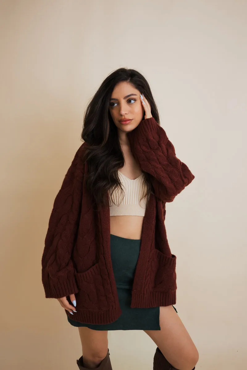 Dreamy Days Cable Knit Open Cardigan