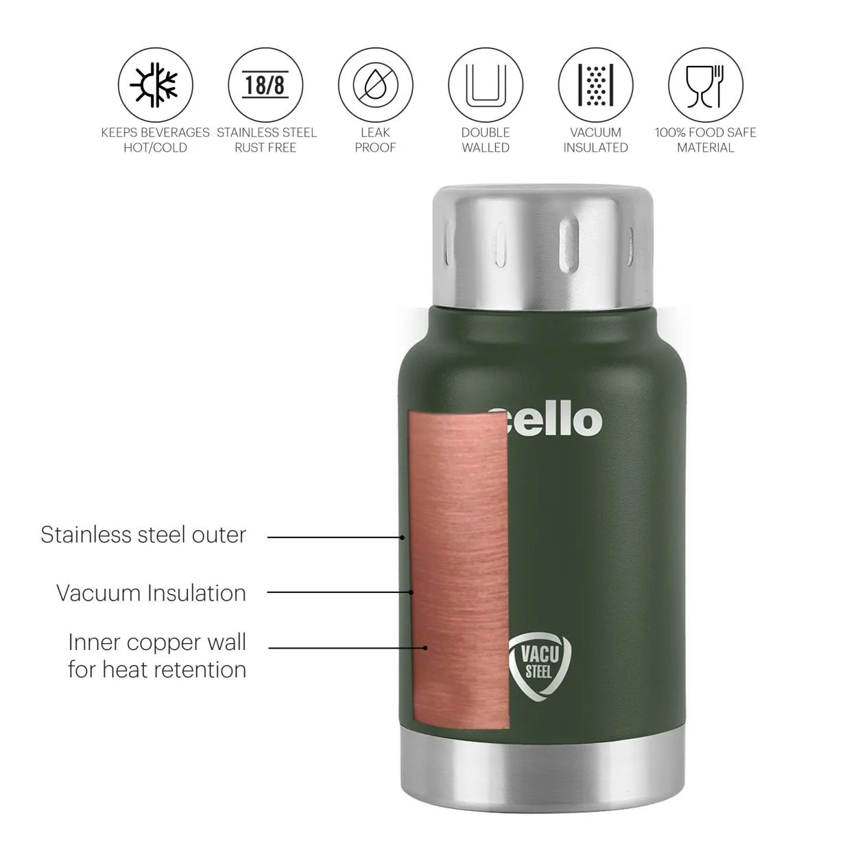 Duro Top Flask, Vacusteel Water Bottle