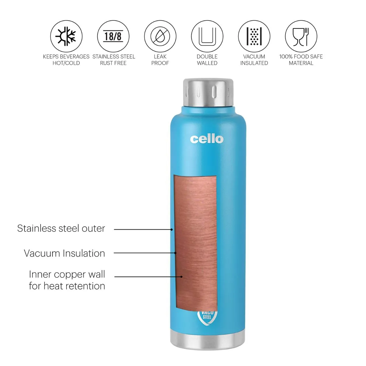 Duro Top Flask, Vacusteel Water Bottle