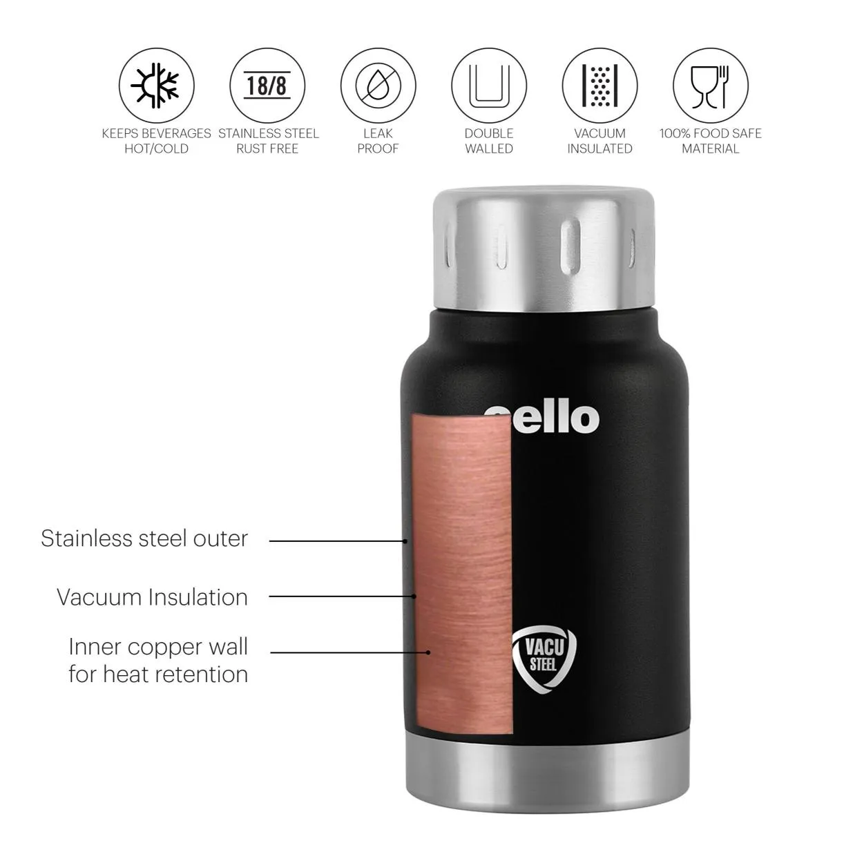 Duro Top Flask, Vacusteel Water Bottle