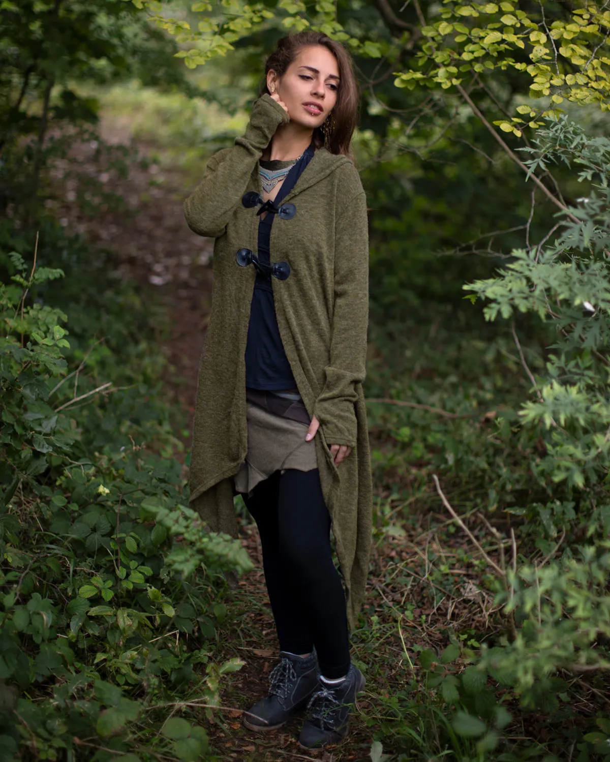 Elf Button Jacket Olive Green