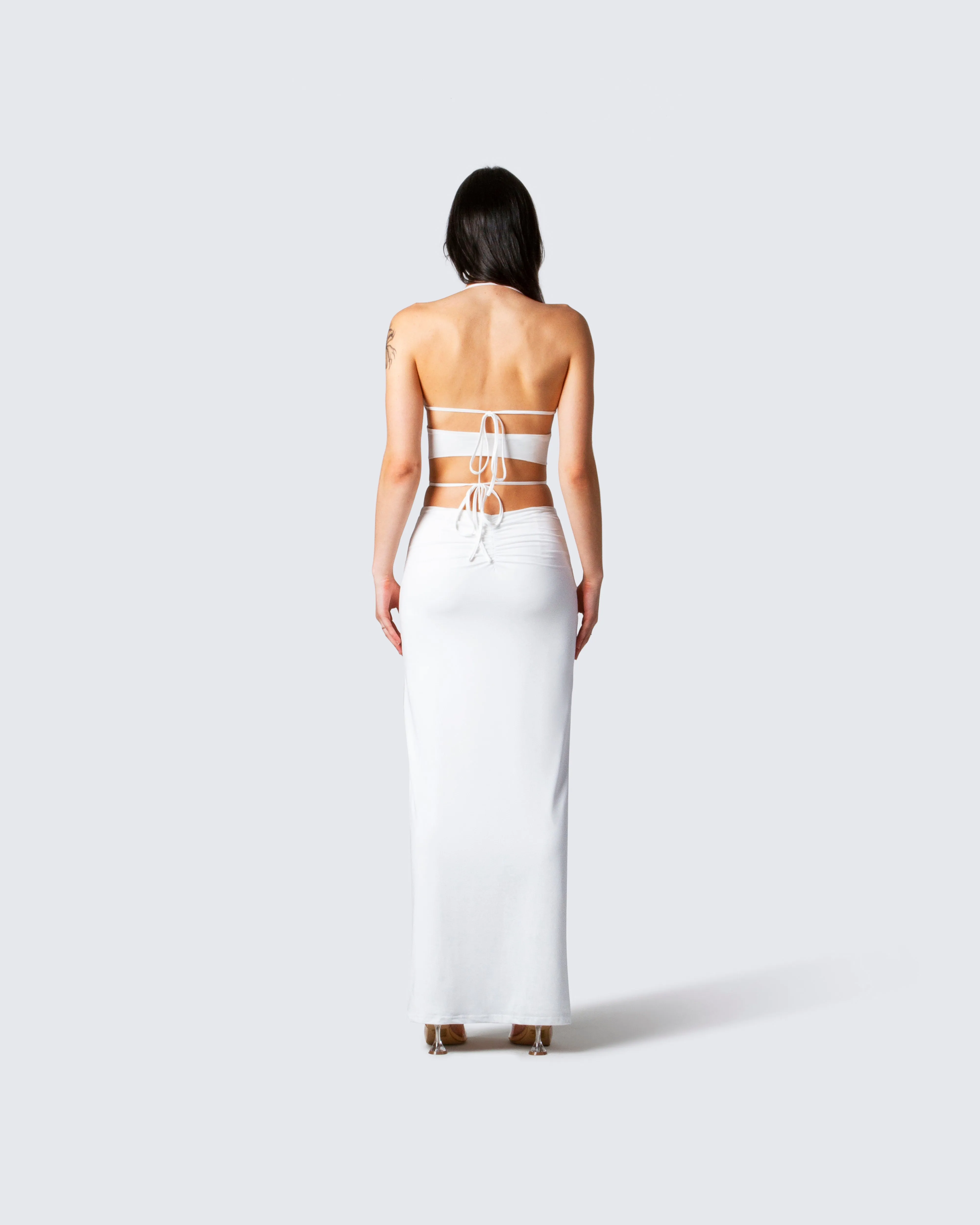 Etta White Ruched Back Skirt