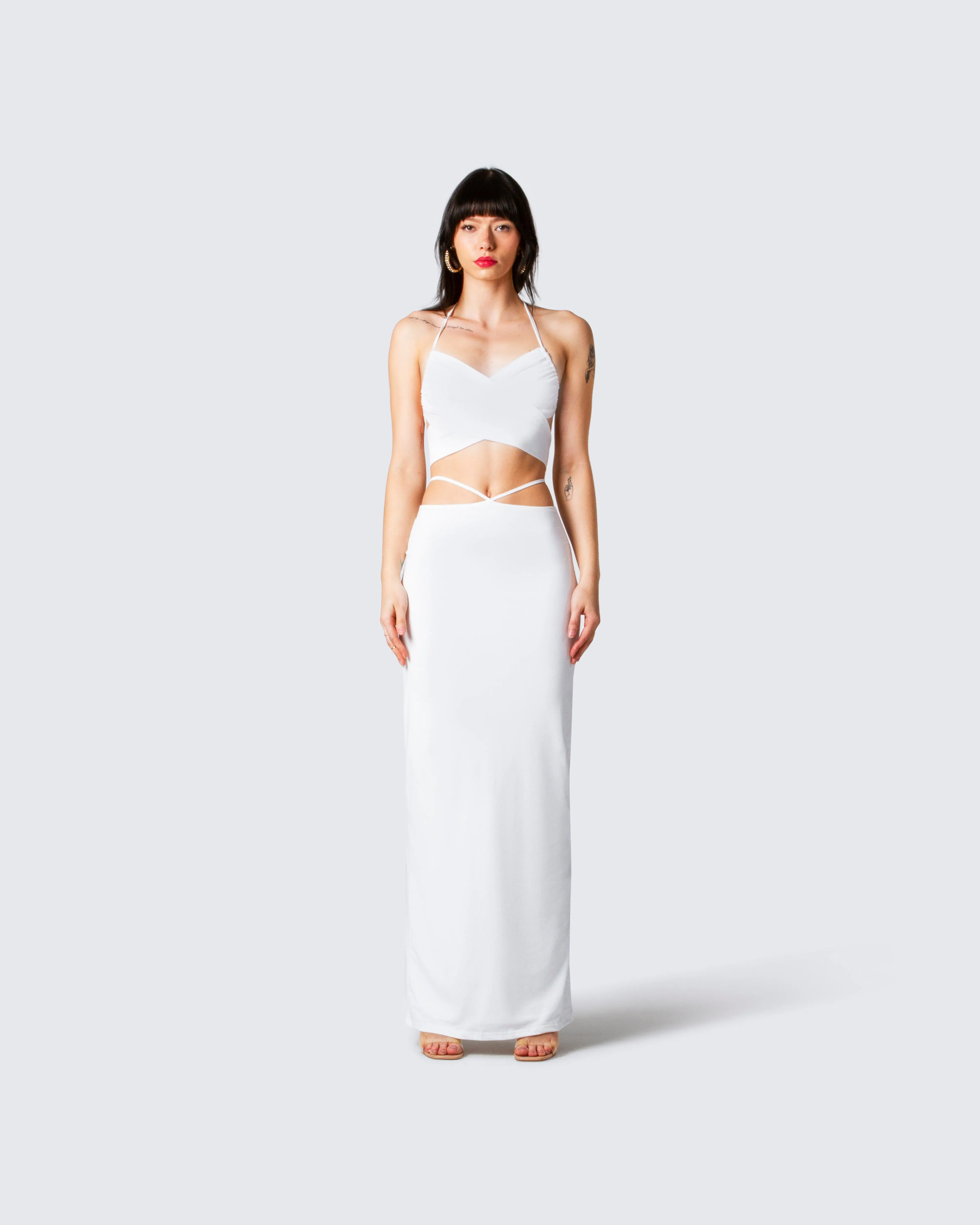 Etta White Ruched Back Skirt