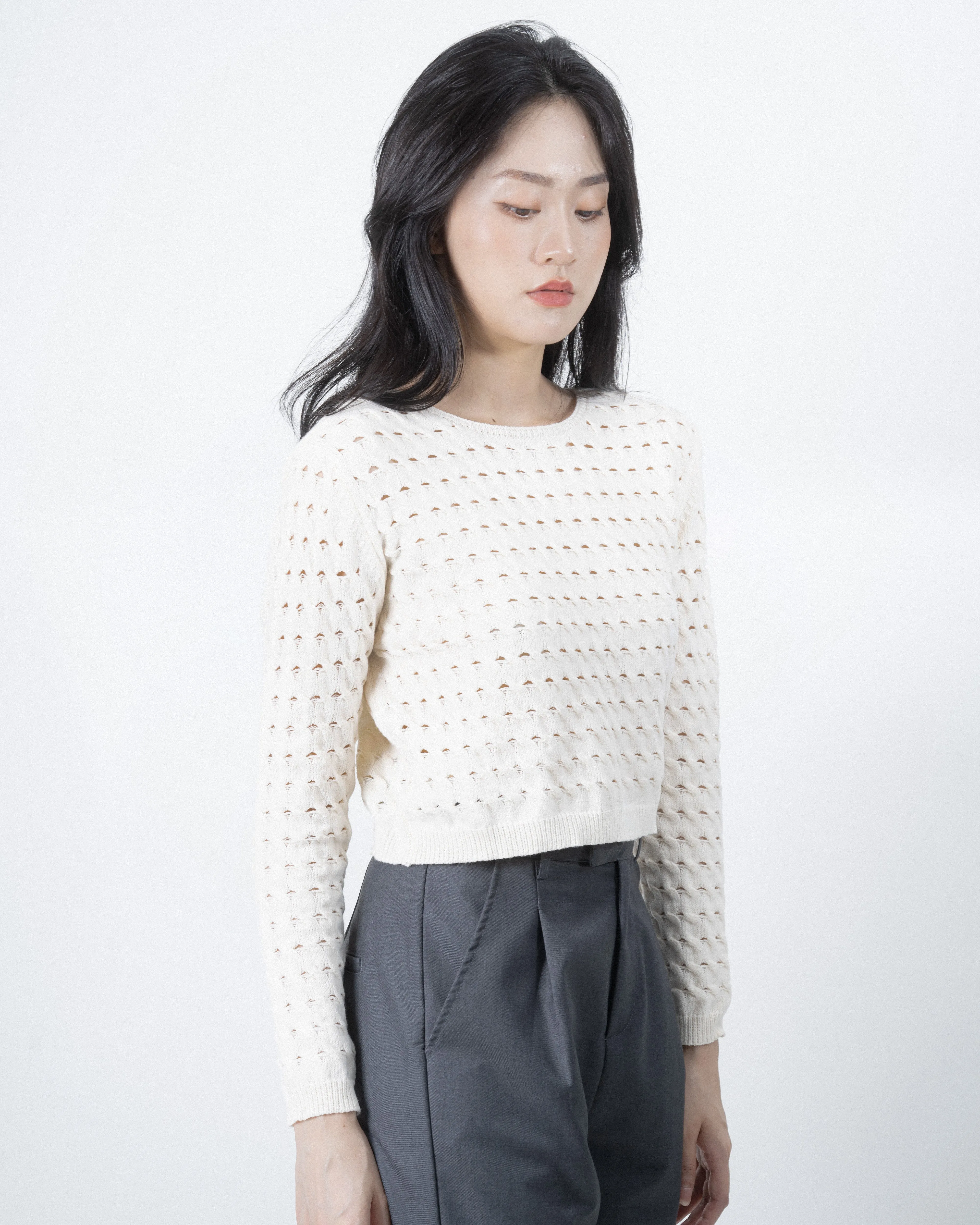 Faye Eco Two-Way Knit Cardigan (Ivory)