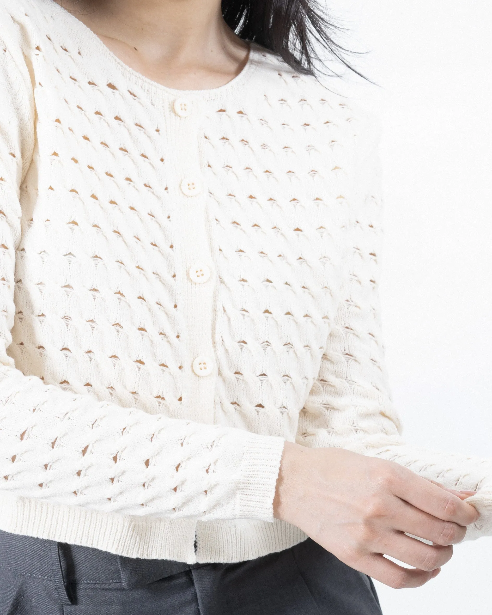 Faye Eco Two-Way Knit Cardigan (Ivory)