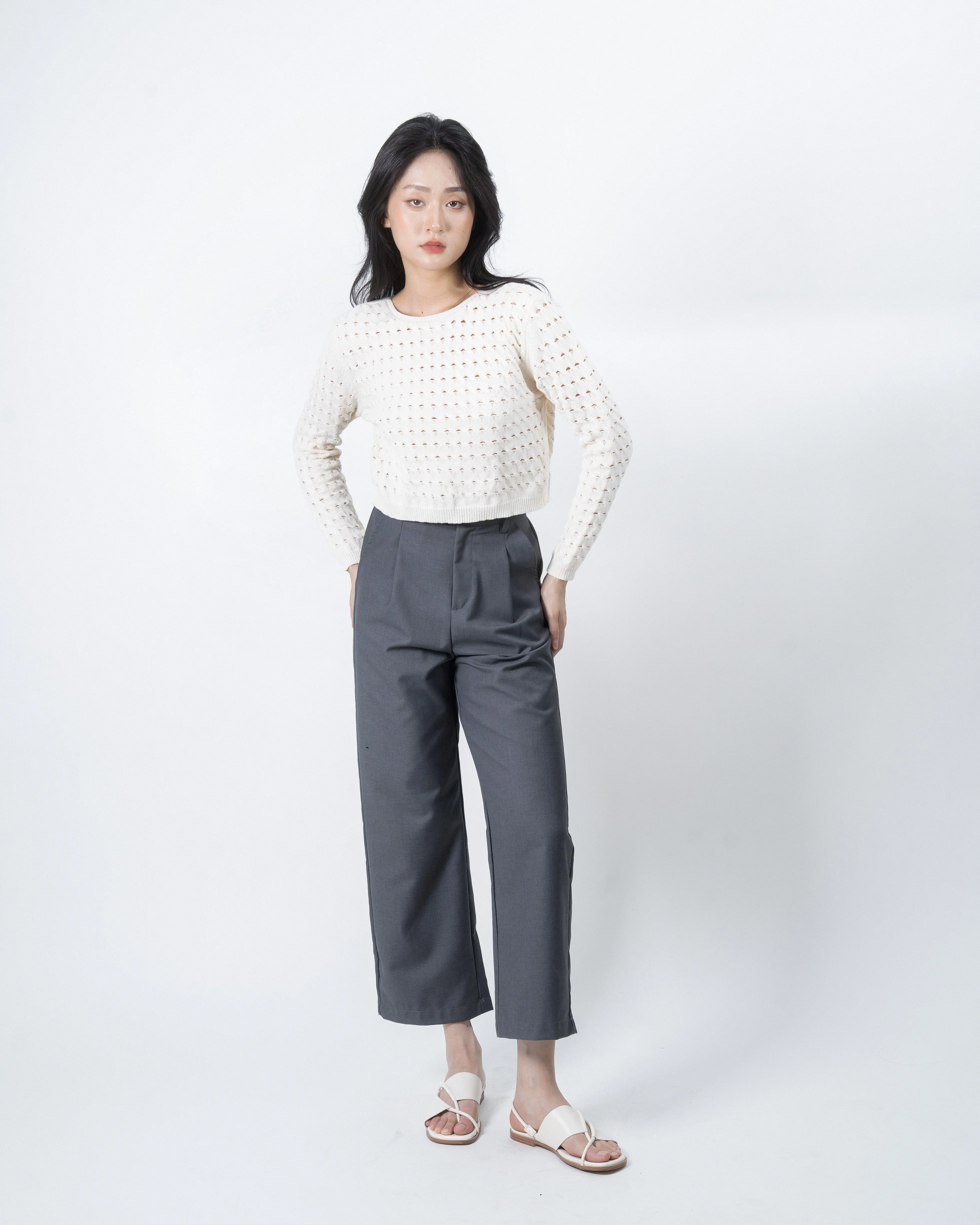 Faye Eco Two-Way Knit Cardigan (Ivory)