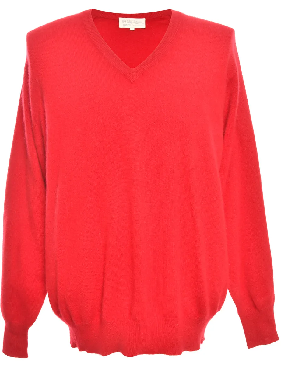 Fine Knit Red Jumper - L