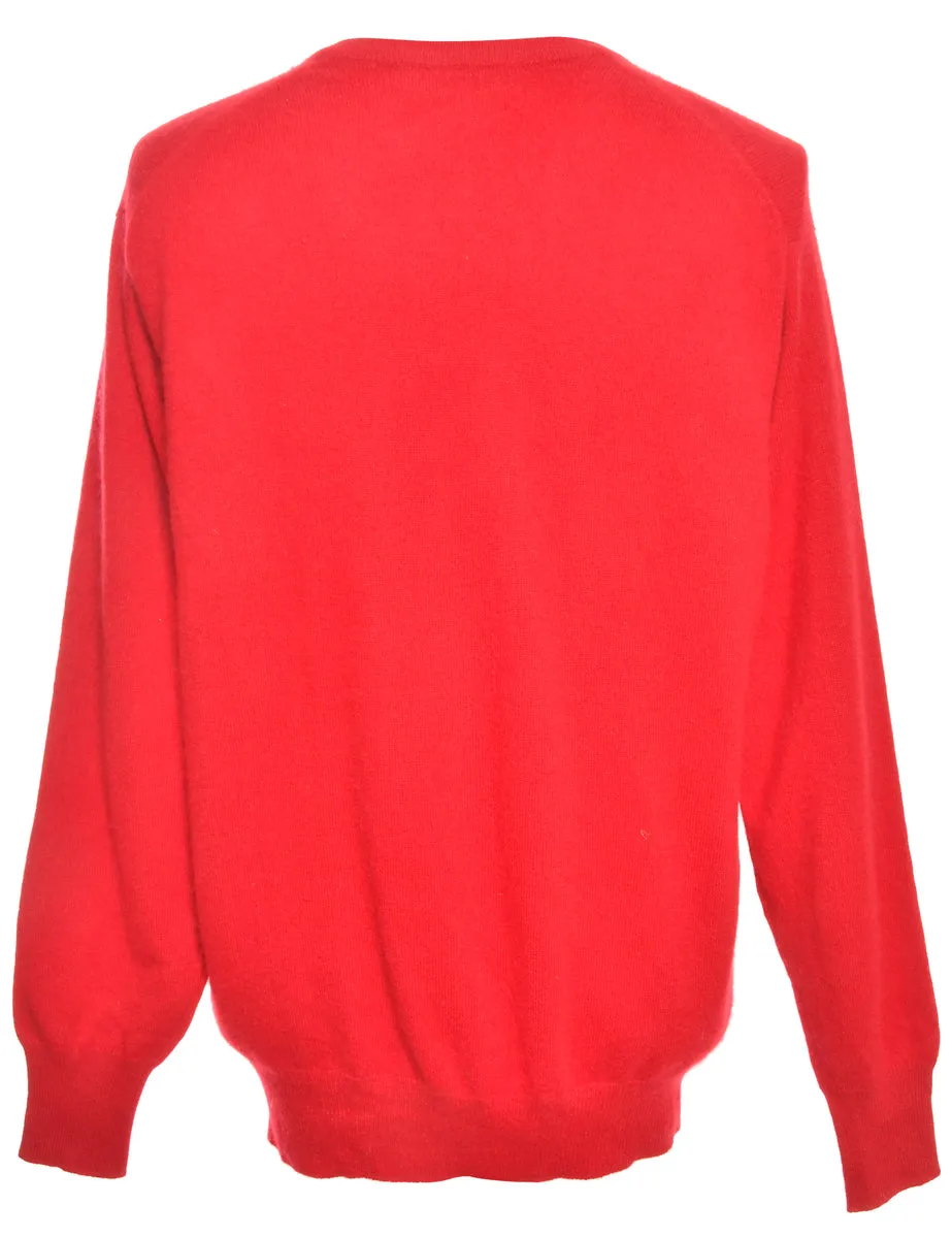 Fine Knit Red Jumper - L