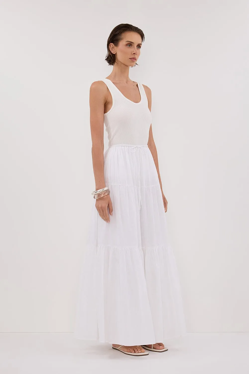 FLETCHER WHITE TIRERED MAXI SKIRT