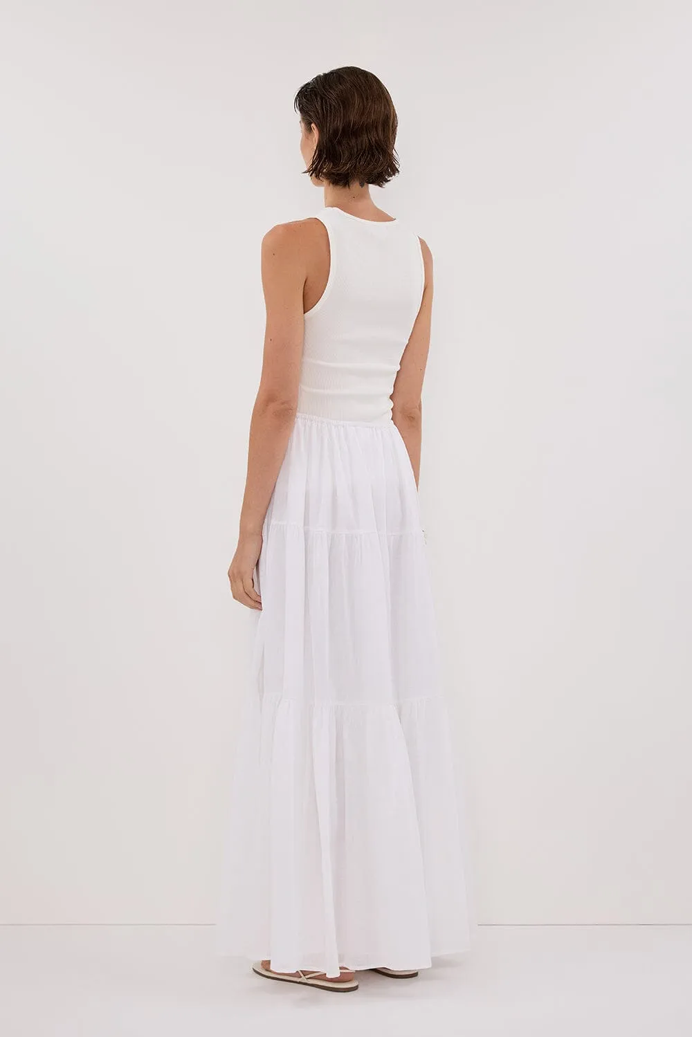 FLETCHER WHITE TIRERED MAXI SKIRT