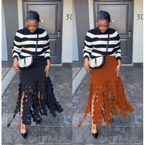 Fringed Maxi Skirt