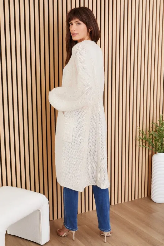 Fuzzy Knit Long Open Front Cardigan